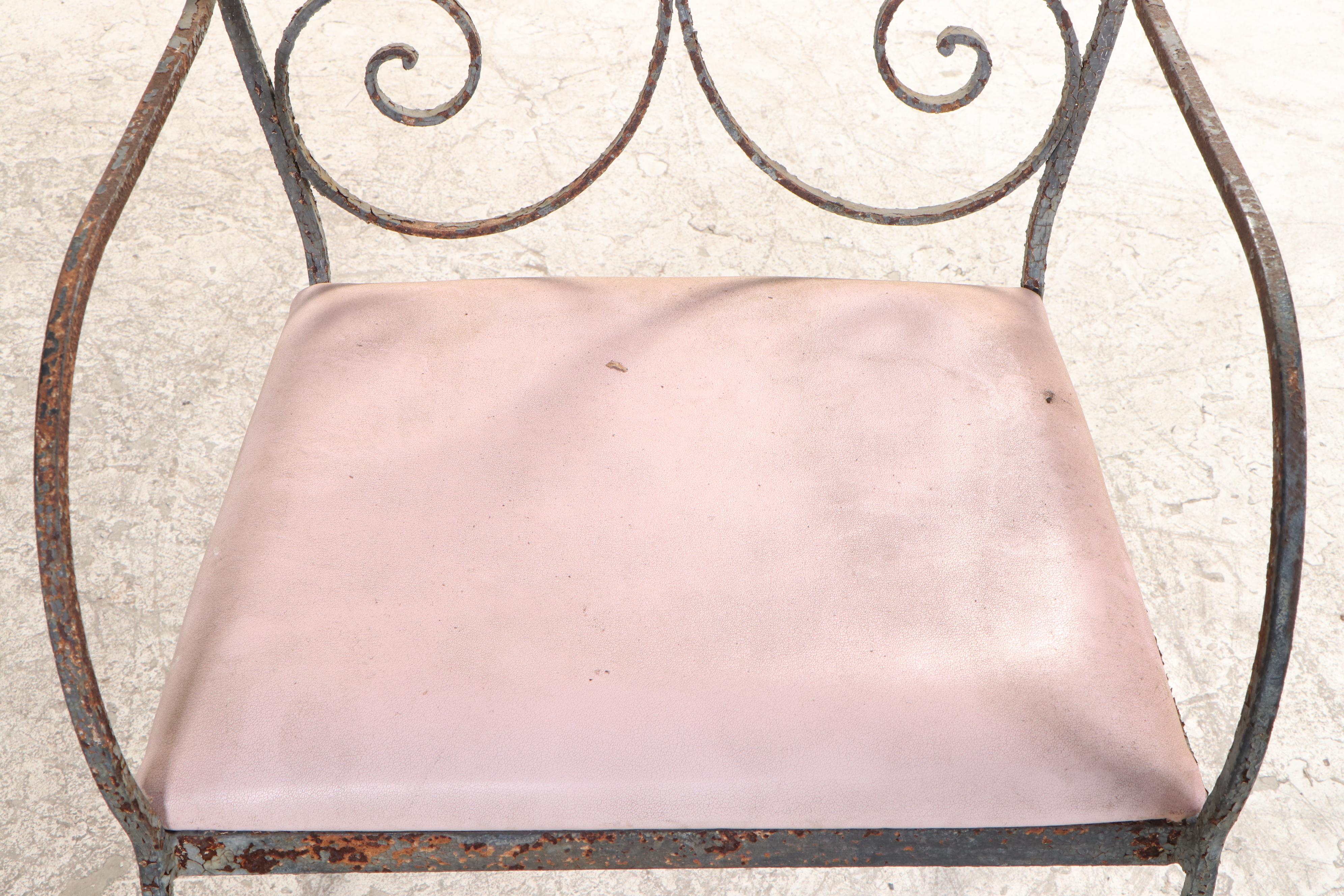 Glass Top Metal Patio Dining Table with Six Chairs