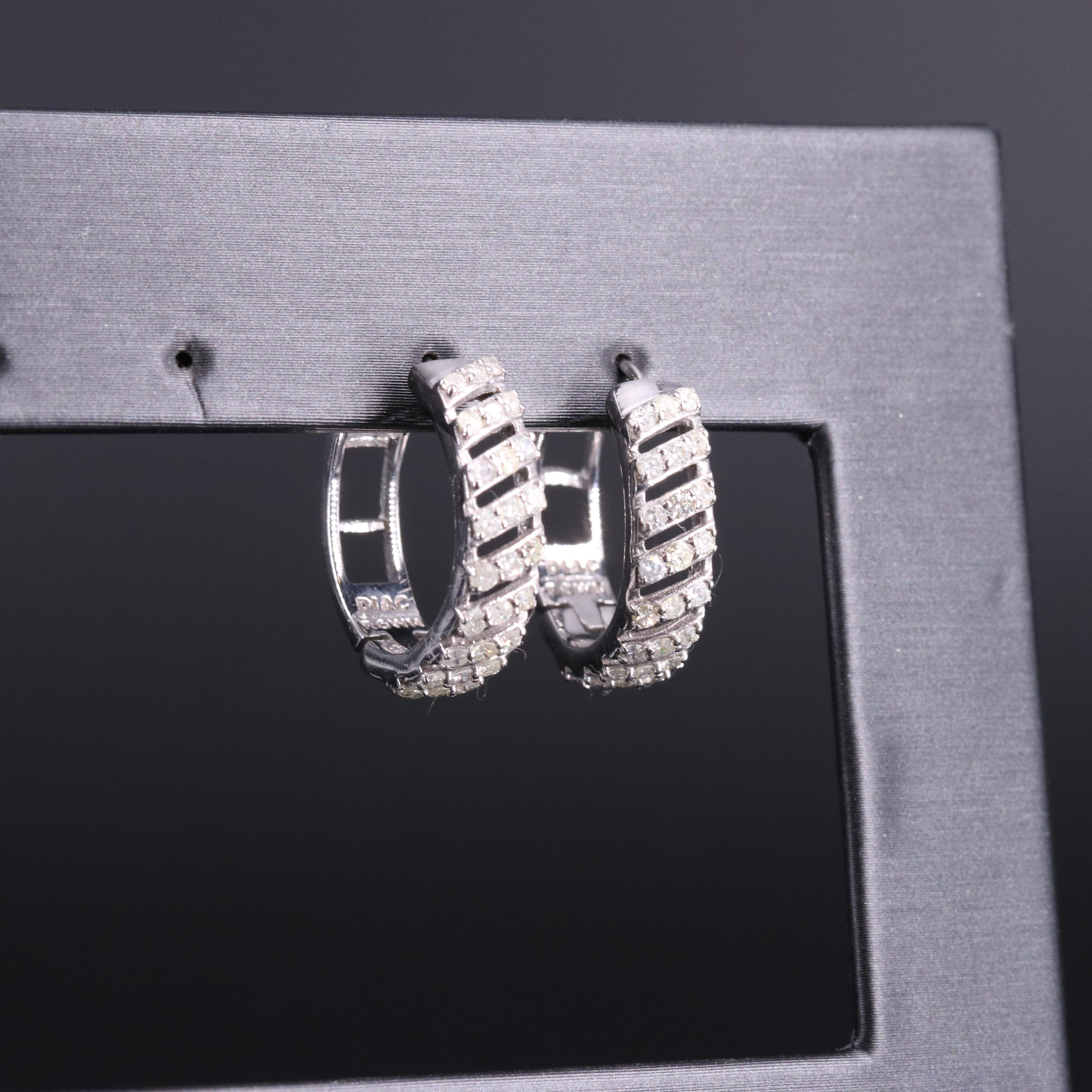 Sterling Silver Diamond Hoop Earrings