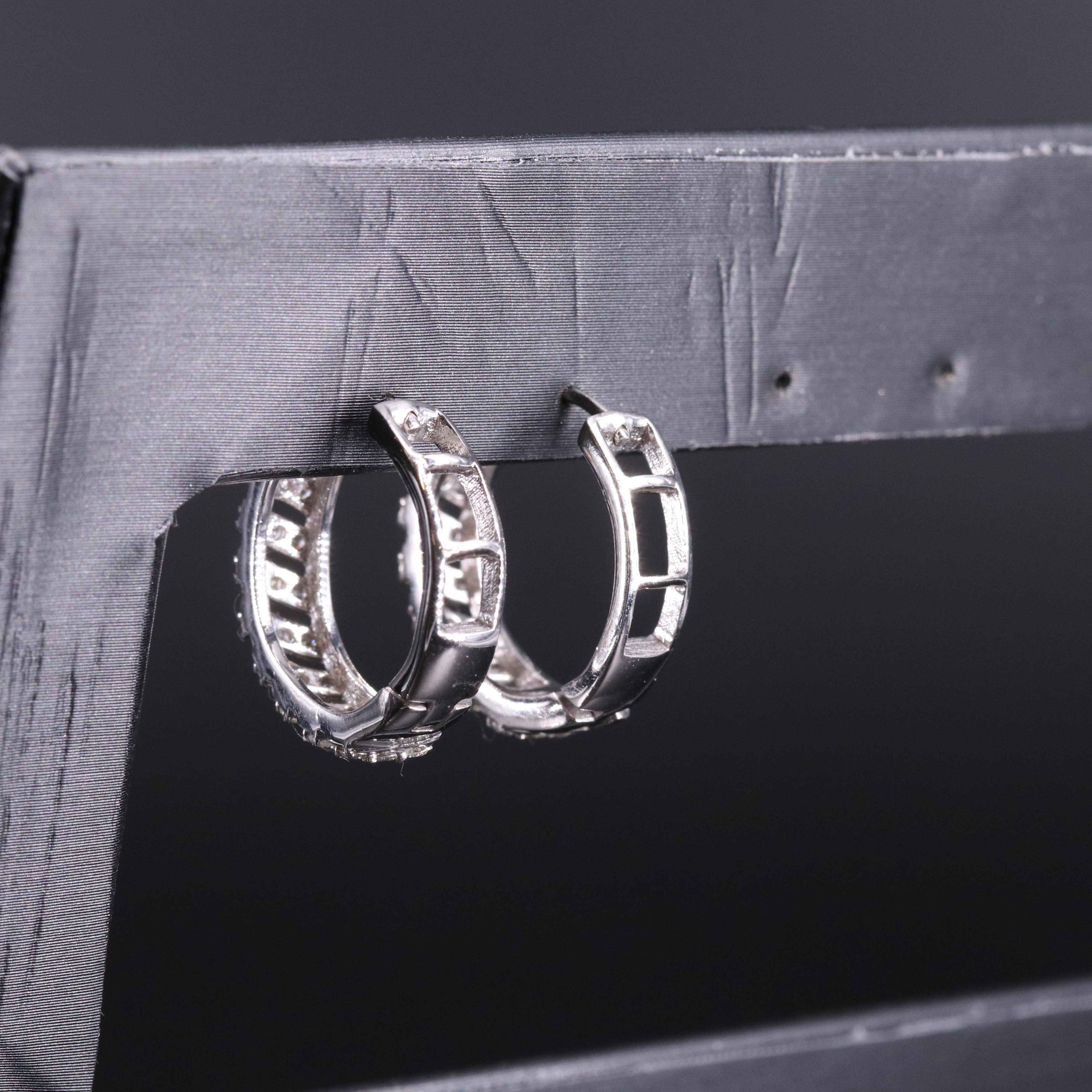 Sterling Silver Diamond Hoop Earrings