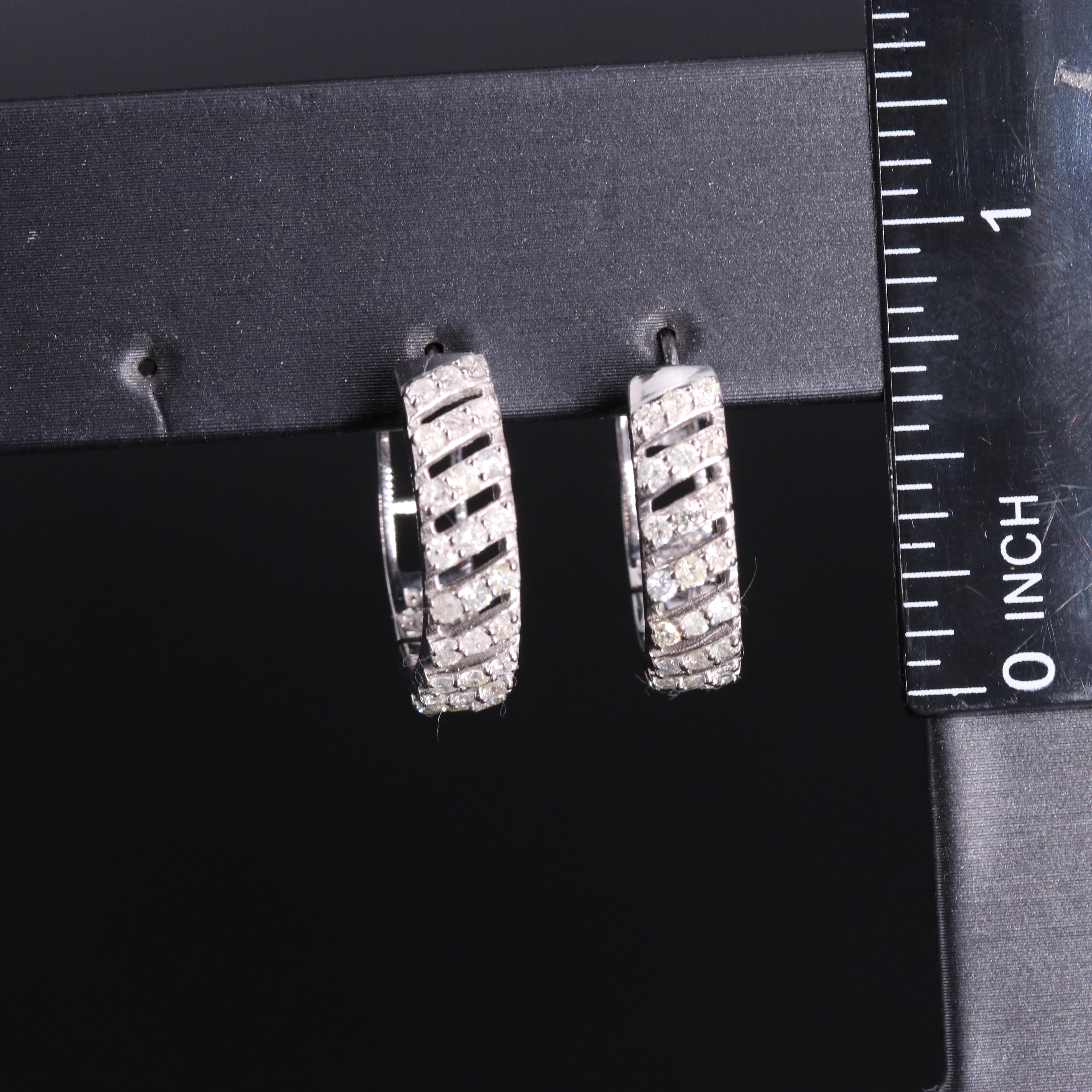 Sterling Silver Diamond Hoop Earrings