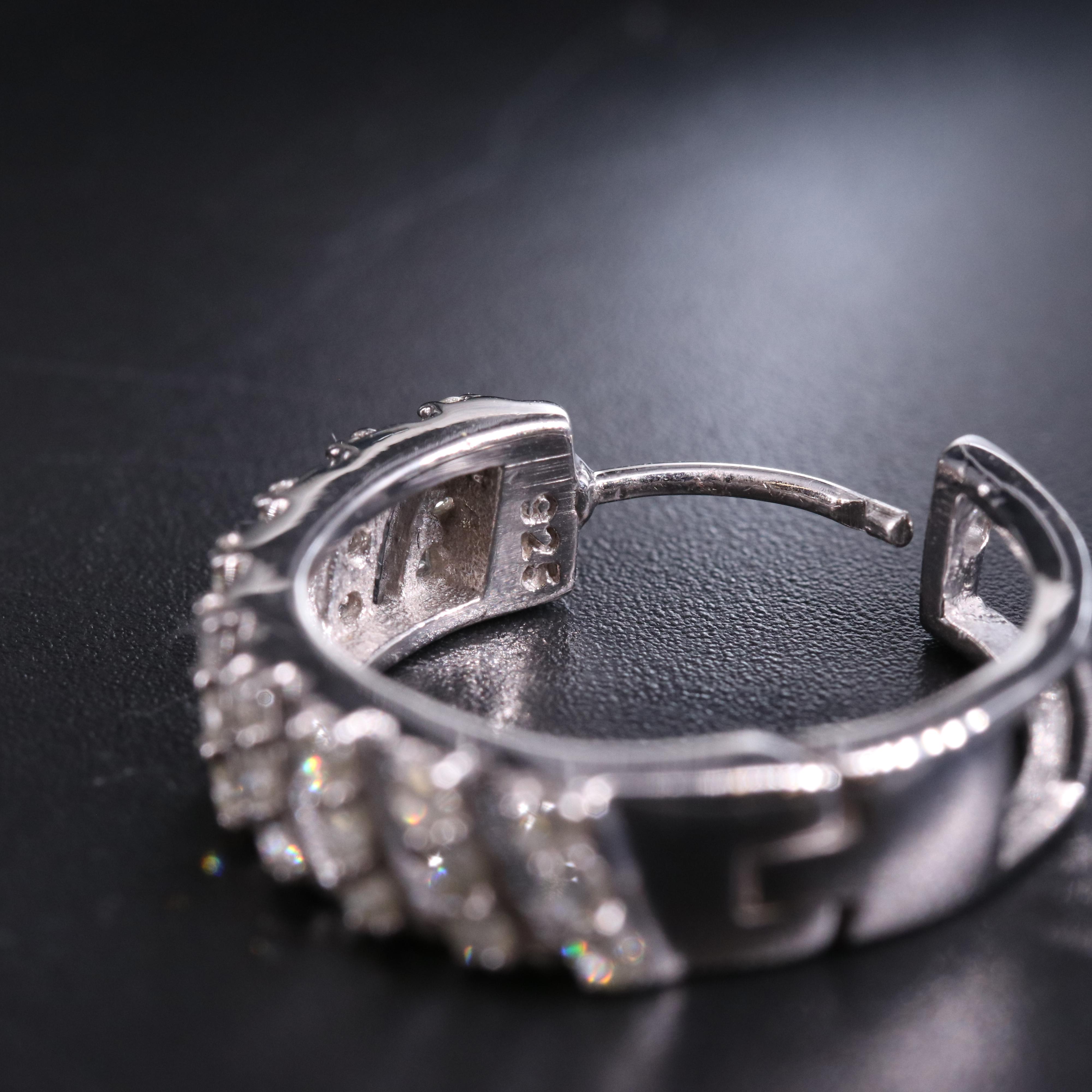 Sterling Silver Diamond Hoop Earrings
