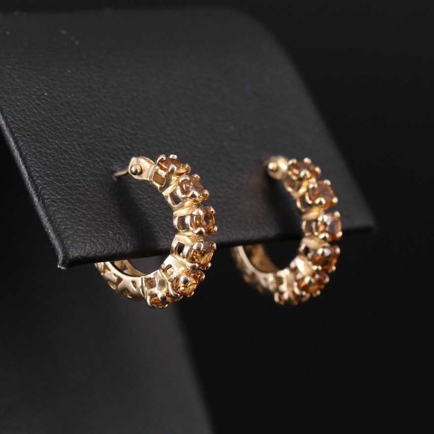 14K Zircon Hoop Earrings