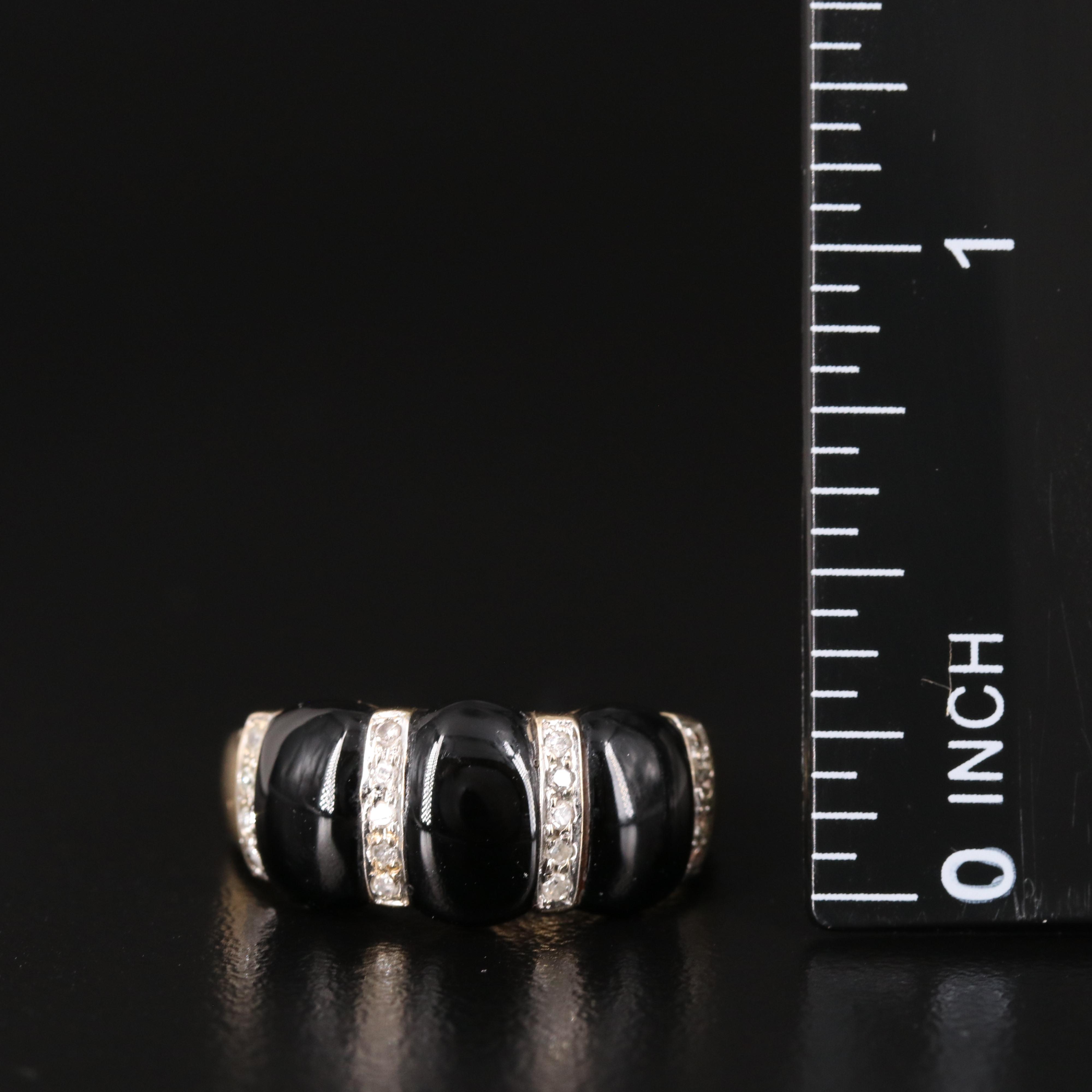 14K Faux Black Onyx and Diamond Ring