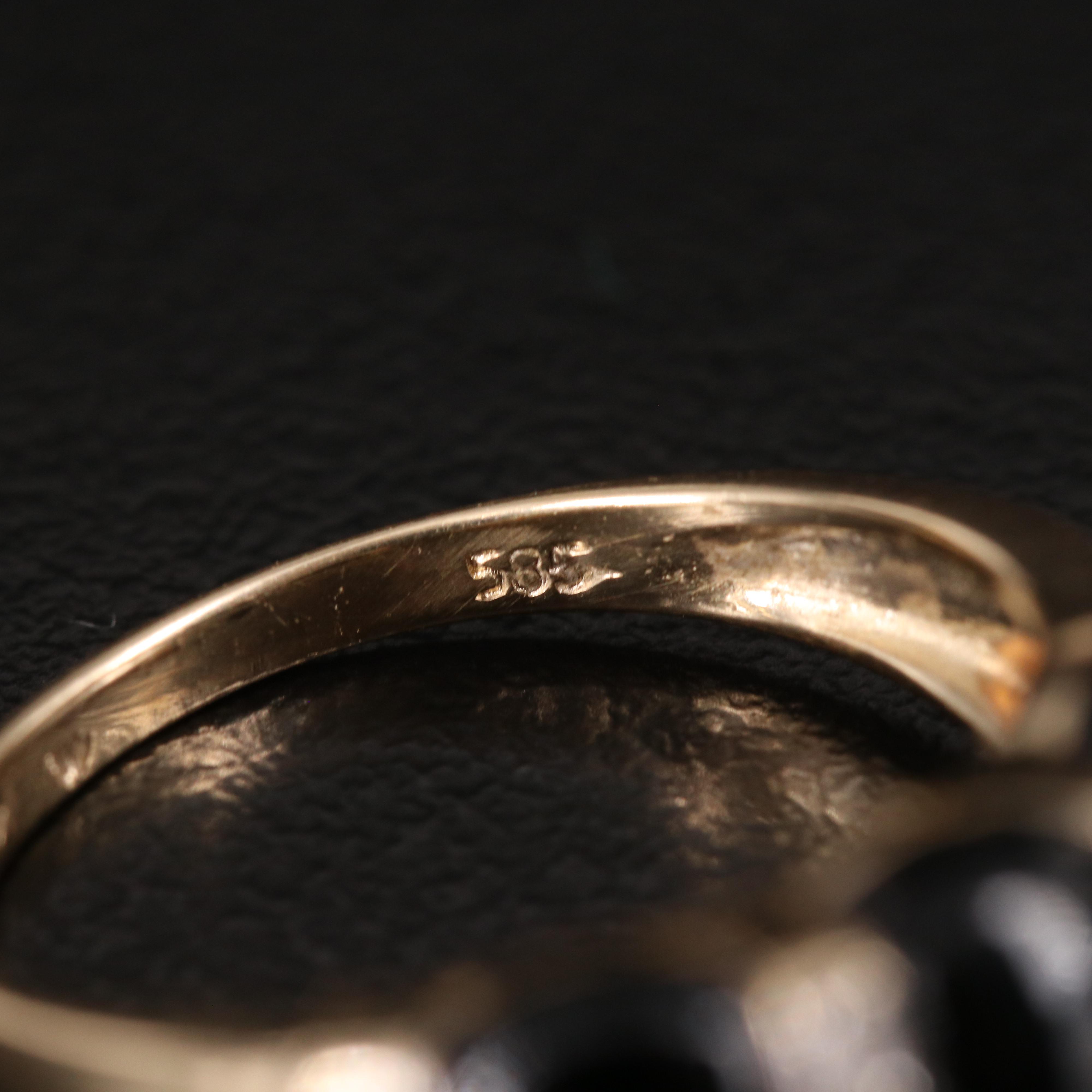 14K Faux Black Onyx and Diamond Ring