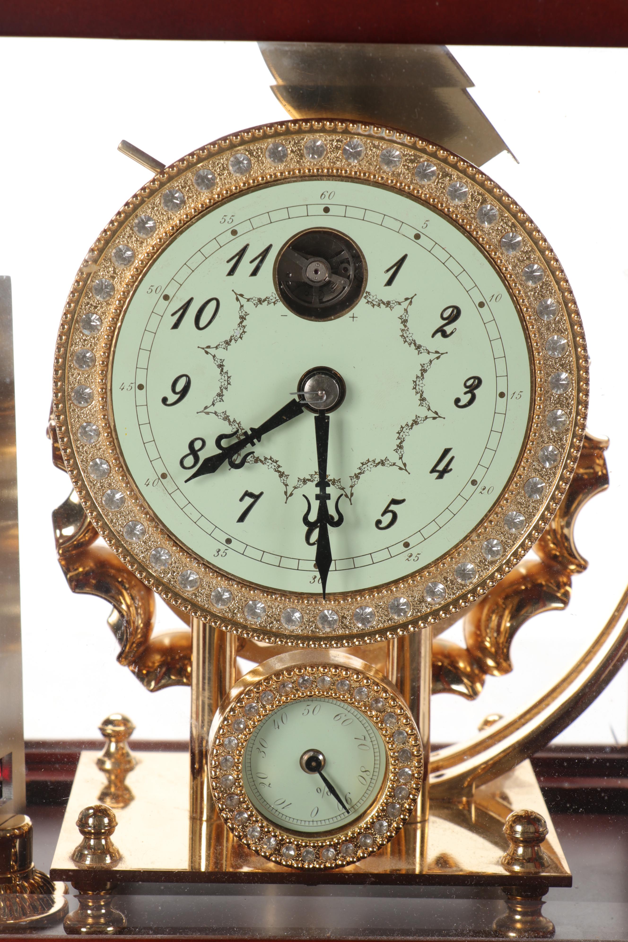 French Style Lion Top Falling Ball Clock With Thermometer and Hygrometer