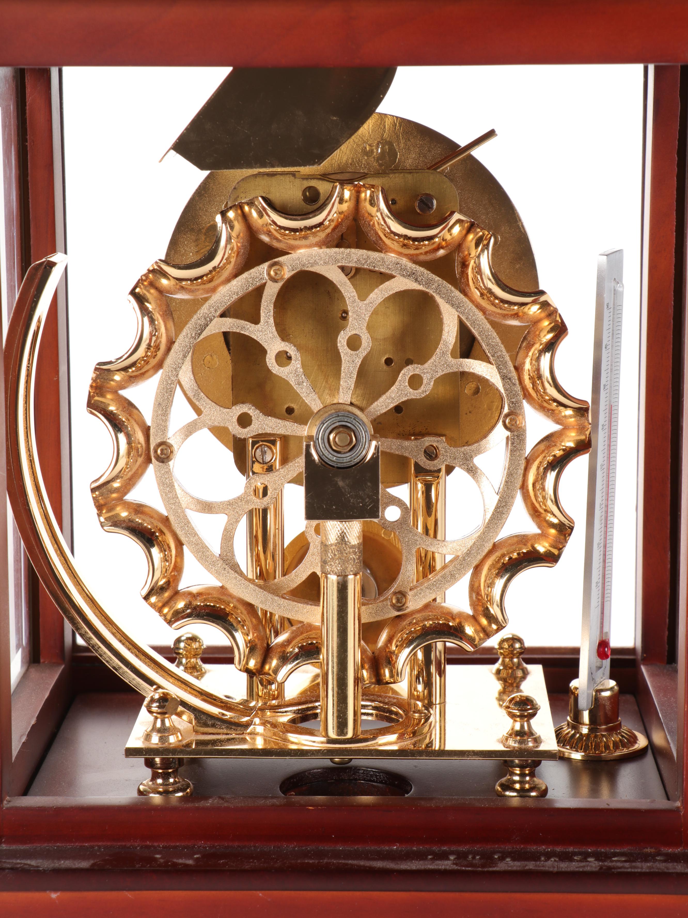 French Style Lion Top Falling Ball Clock With Thermometer and Hygrometer