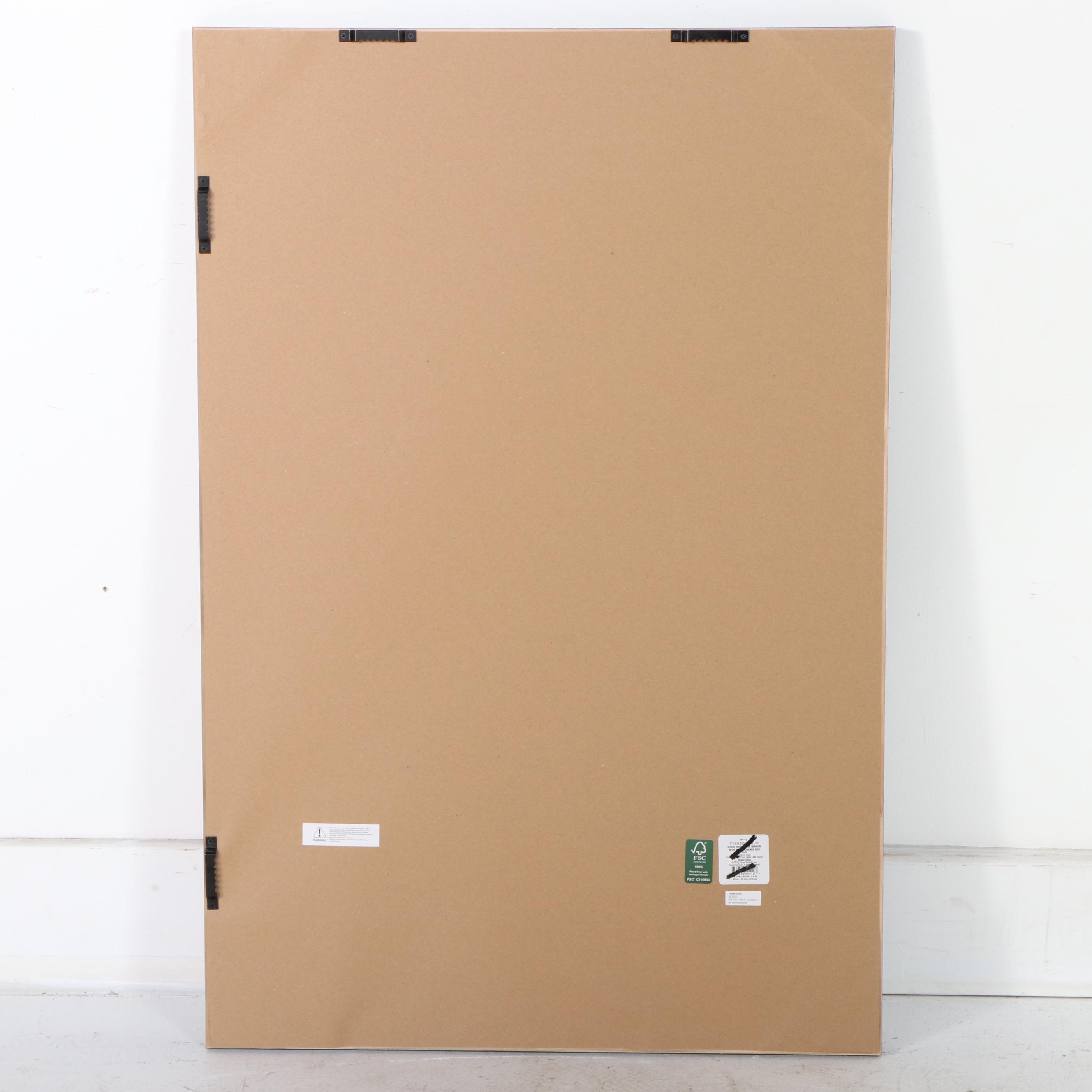 Threshold Campaign Style Brass Mounted Black Wood Wall Mirror