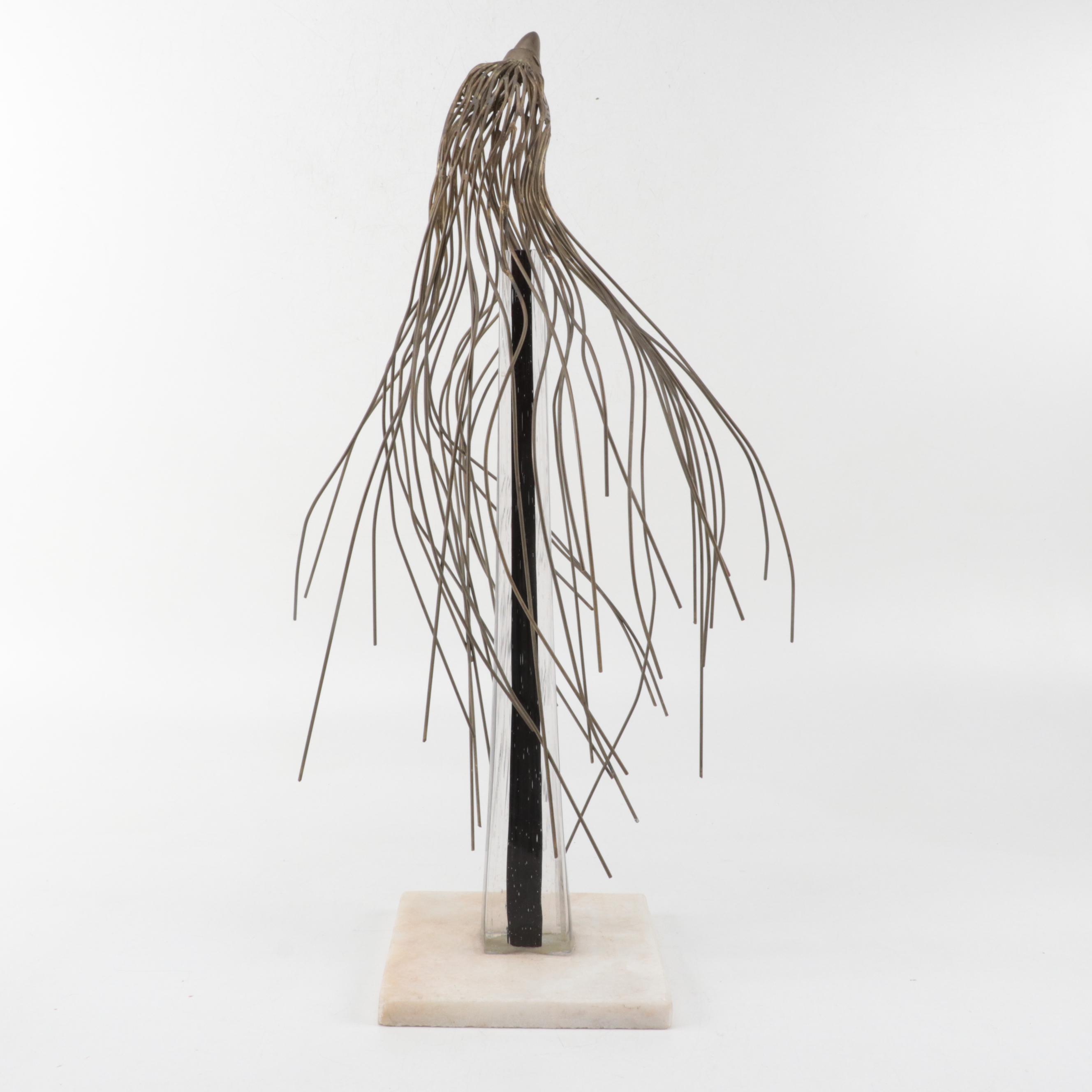 Modern Brass and Abalone Eagle Sculpture