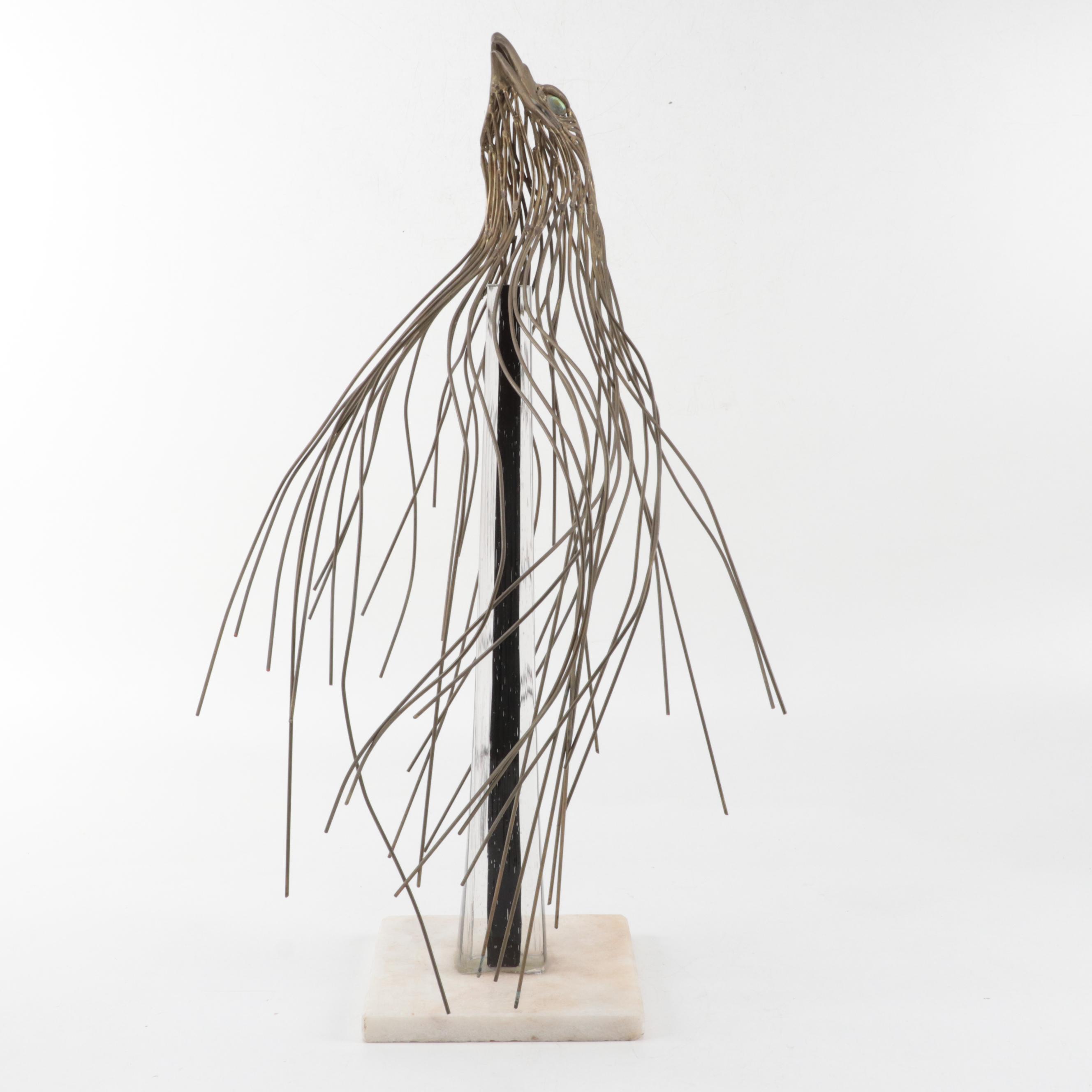 Modern Brass and Abalone Eagle Sculpture