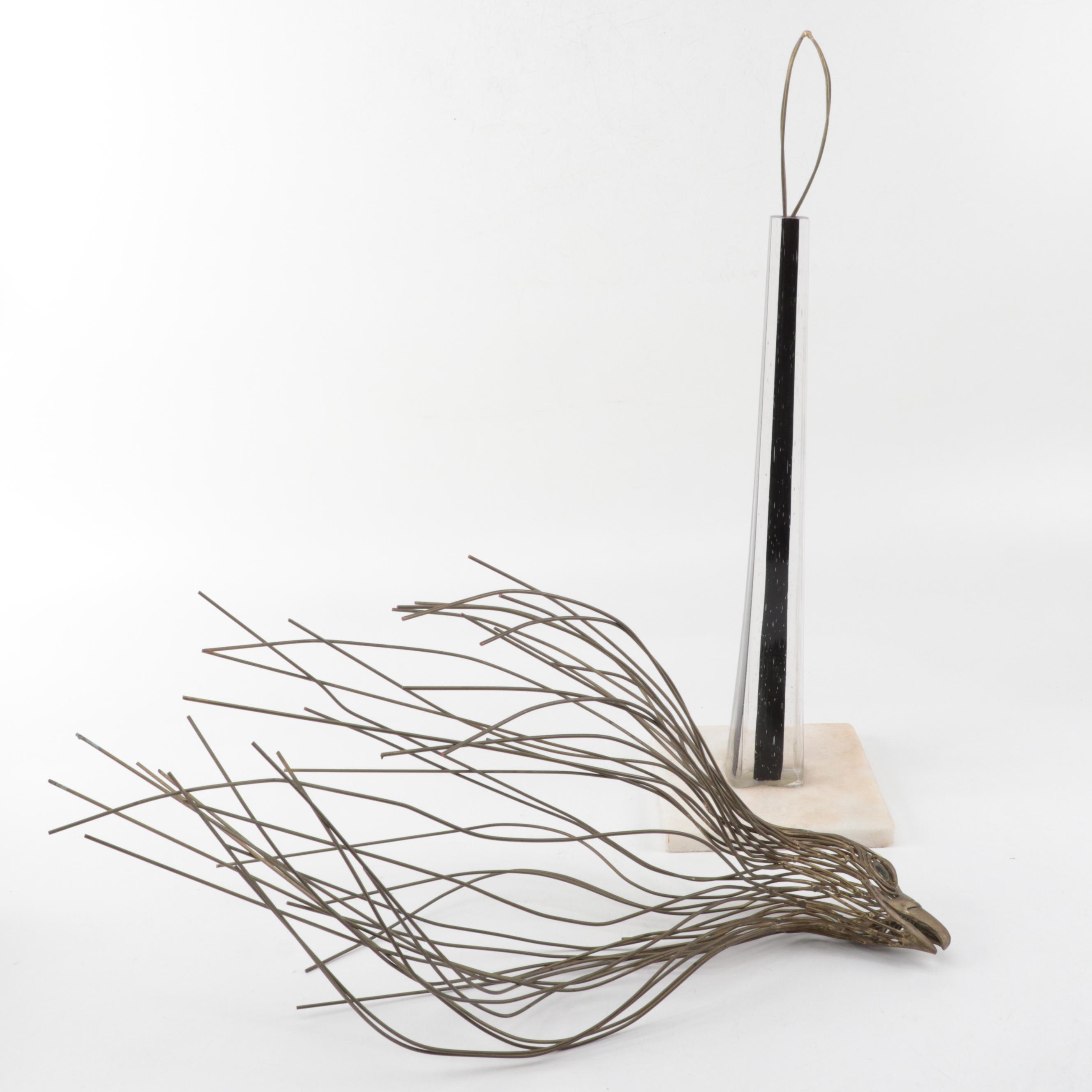 Modern Brass and Abalone Eagle Sculpture