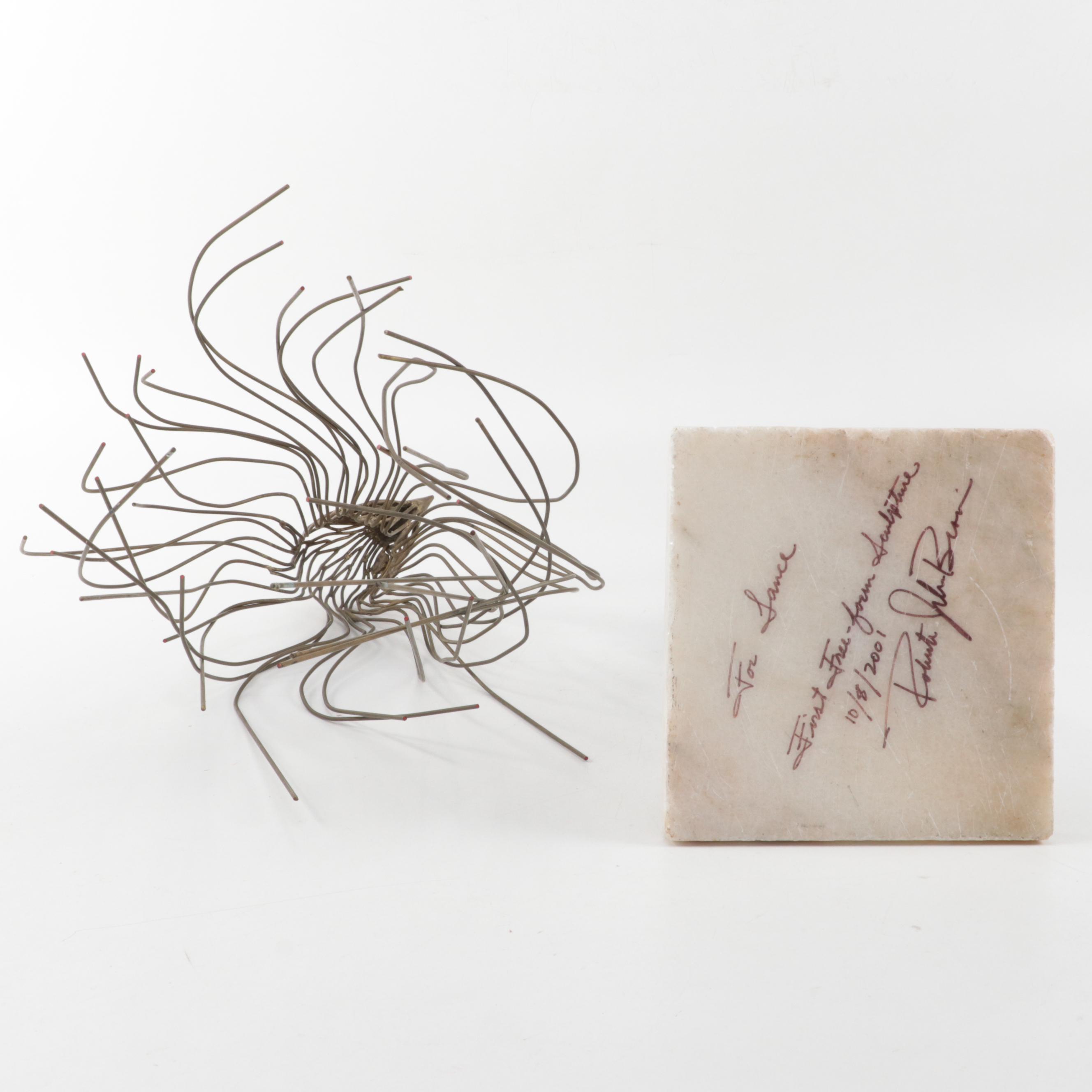 Modern Brass and Abalone Eagle Sculpture