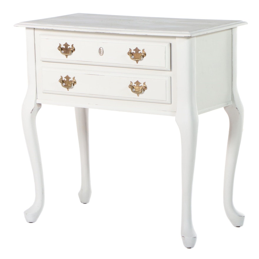 Queen Anne Style Painted and Stenciled Lowboy, Late 20th Century