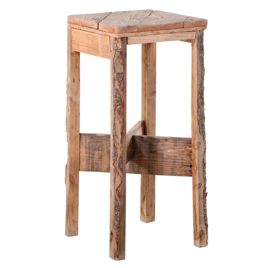 Rustic Reclaimed Pine and Plywood Side Table