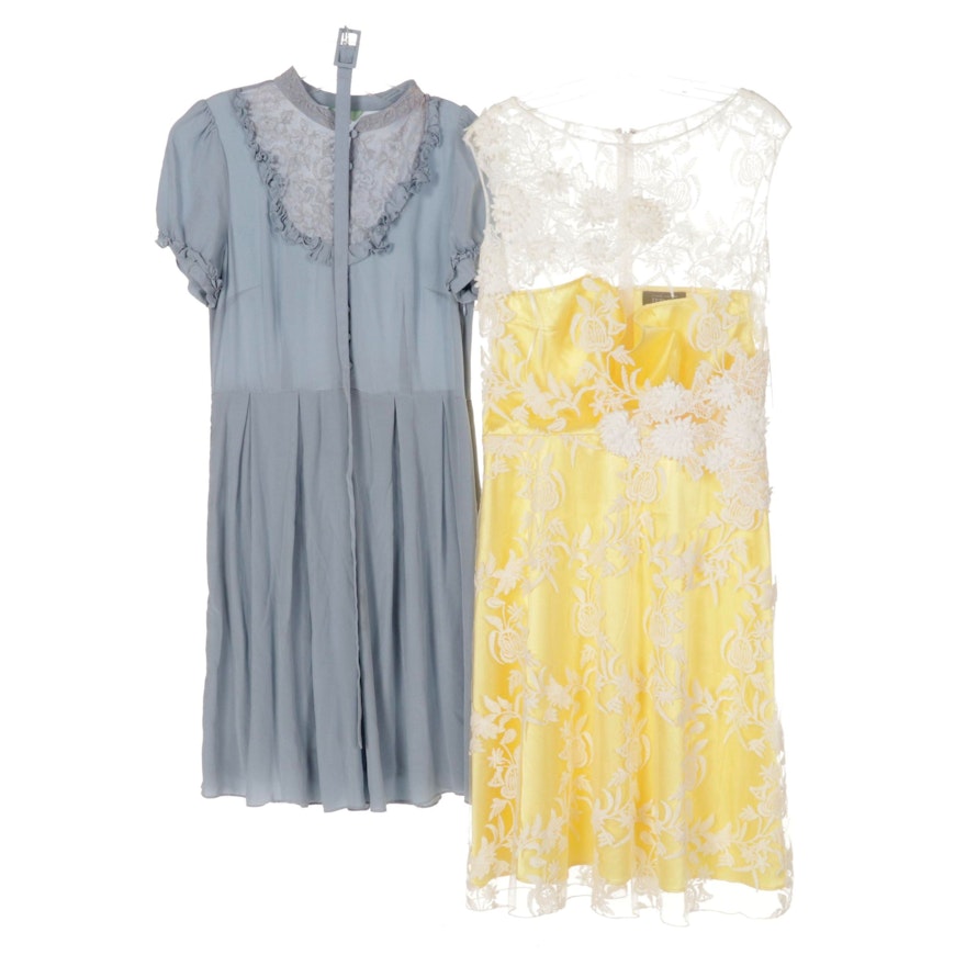 Teri Jon by Rickie Freeman Dress with Lace Overlay and Lil Blue Belted Dress