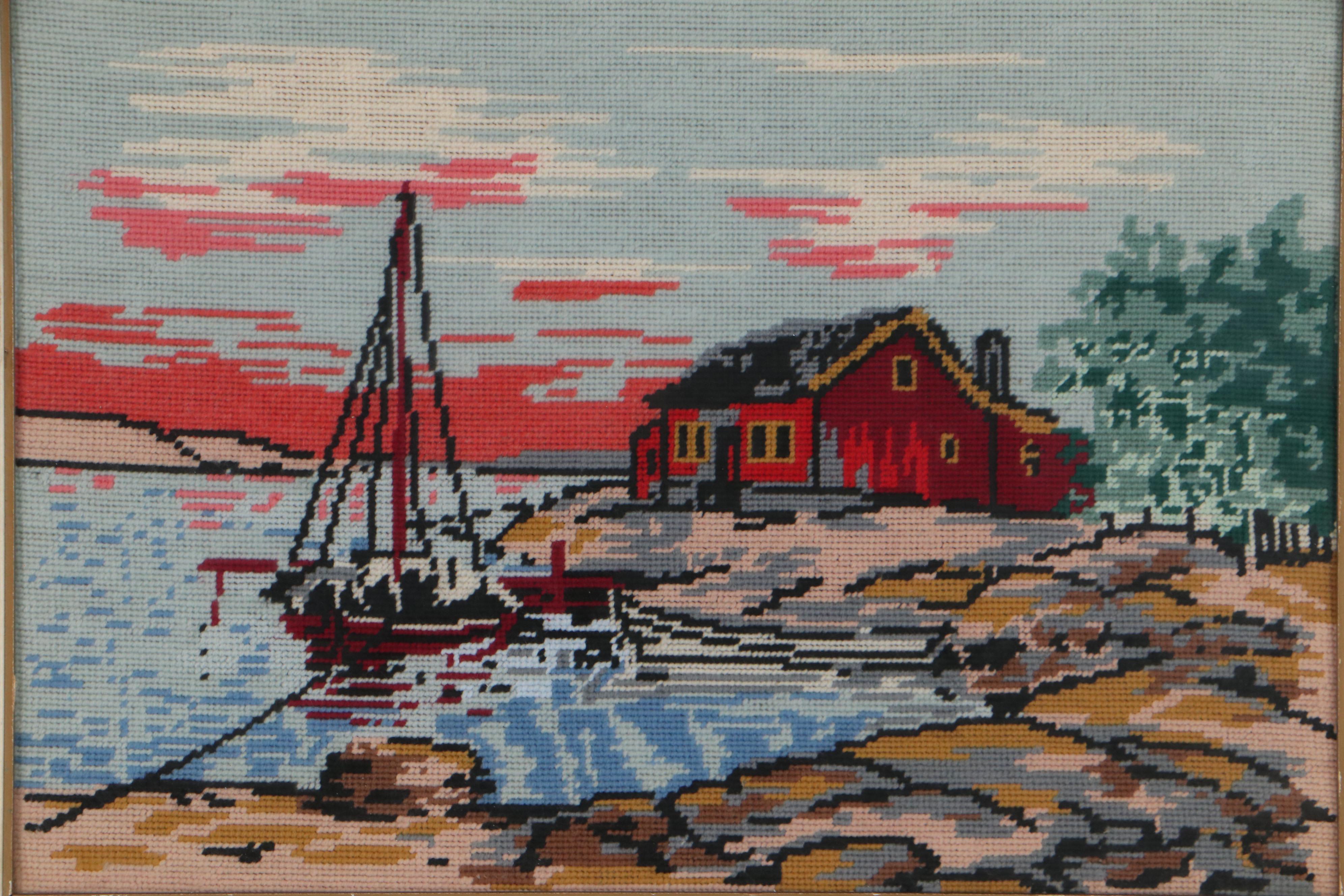 Coastal Scene Needlework Panel