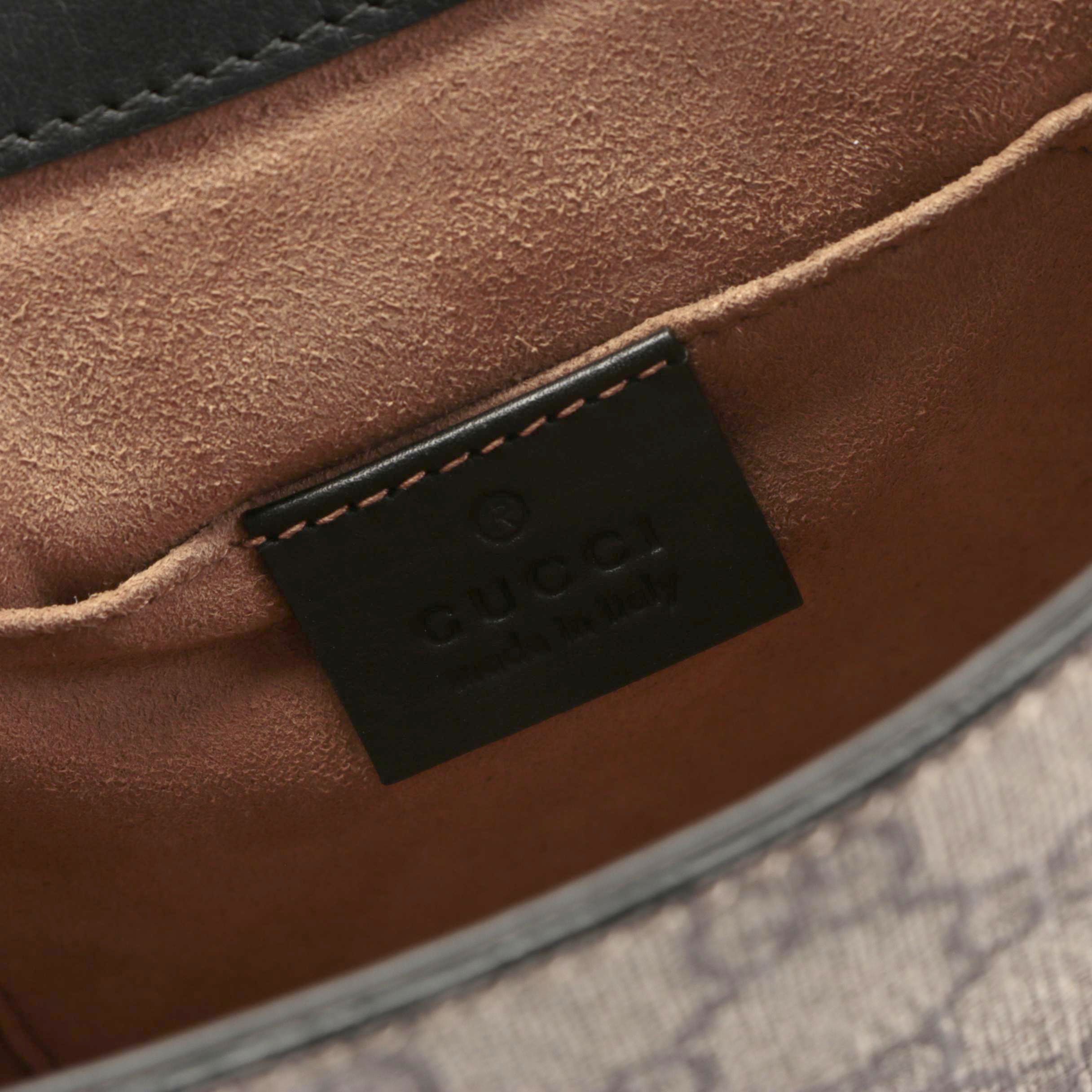 Gucci Medium Padlock Saddle Bag in GG Supreme Canvas and Bicolor Leather