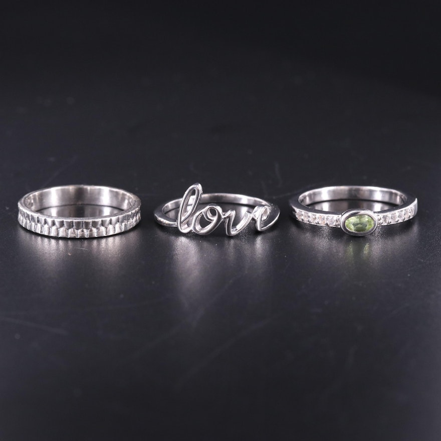 Assortment of Sterling Silver Gemstone Rings