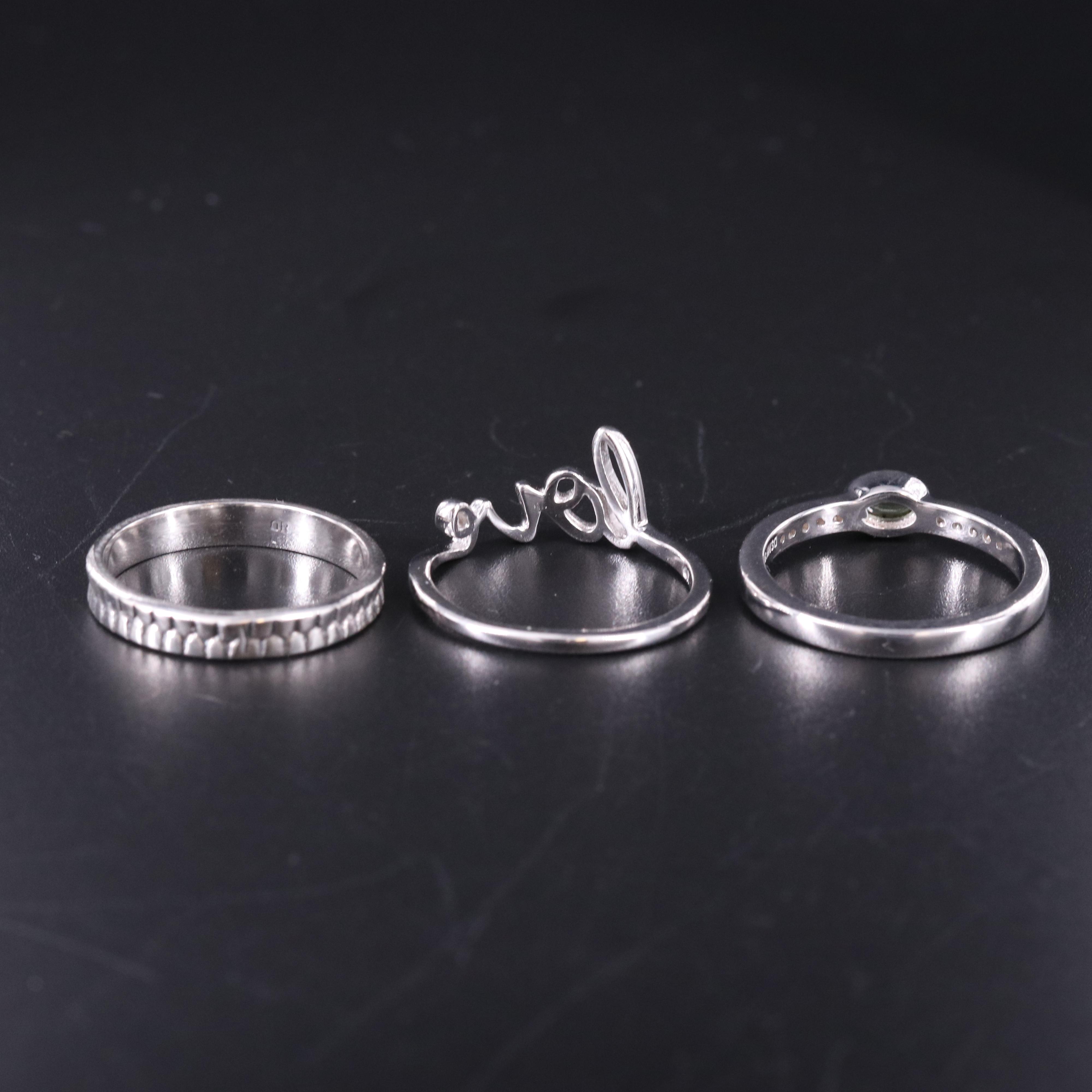 Assortment of Sterling Silver Gemstone Rings