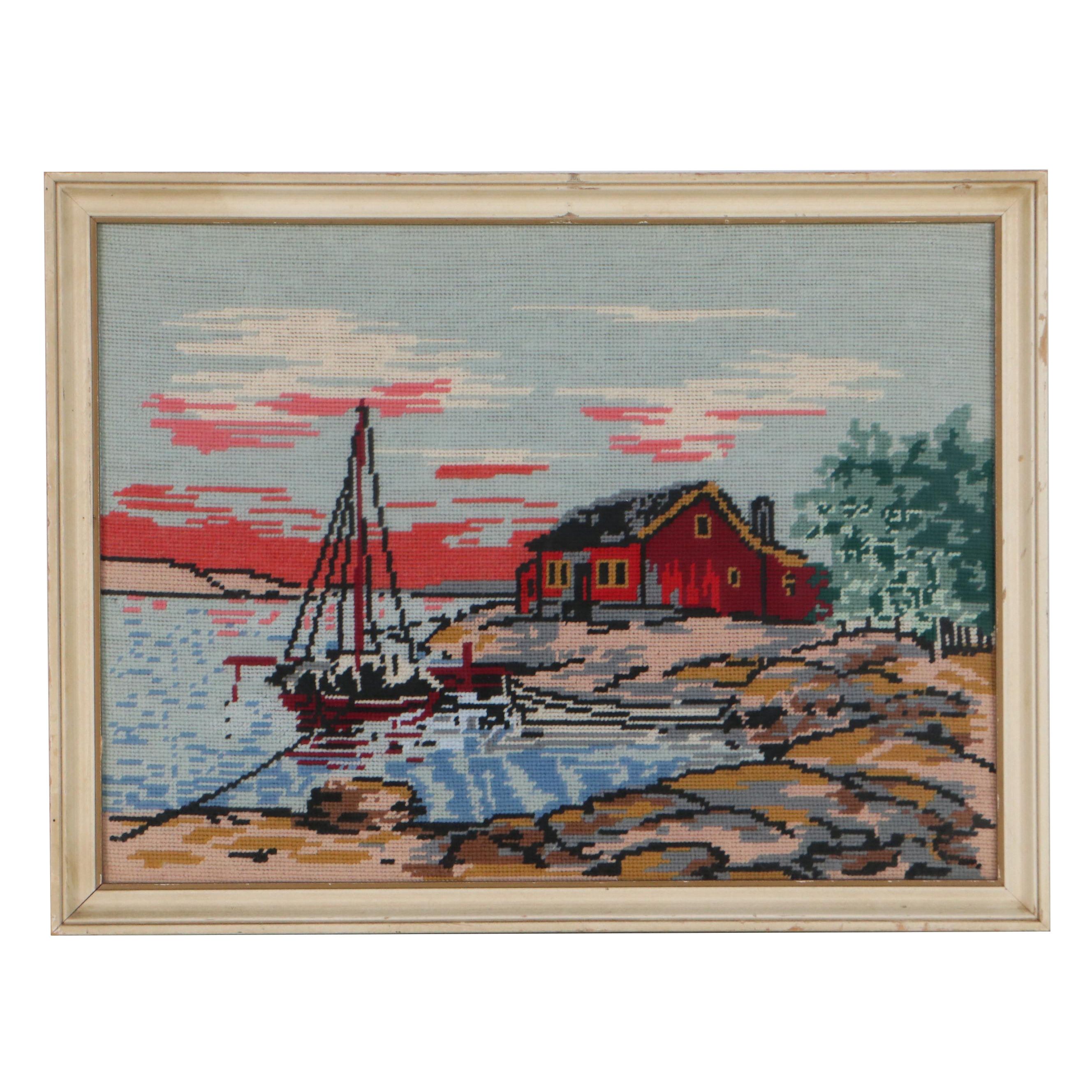 Coastal Scene Needlework Panel