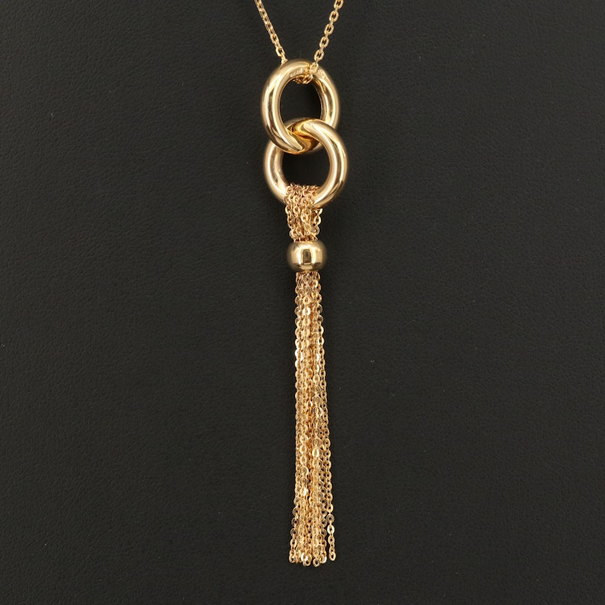 Italian 14K Tassel Pendant Necklace