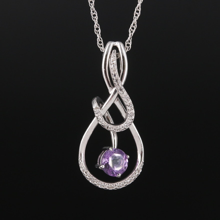 Sterling Silver Amethyst and Sapphire Singapore Necklace