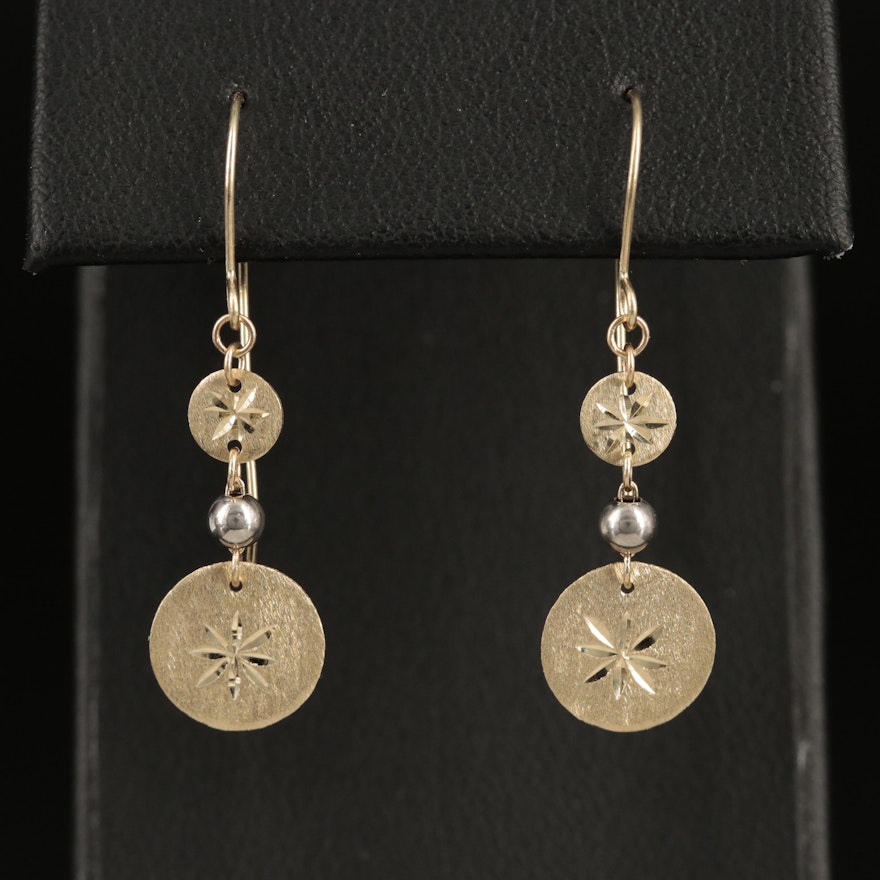 14K Two-Tone Gold Disc Earrings