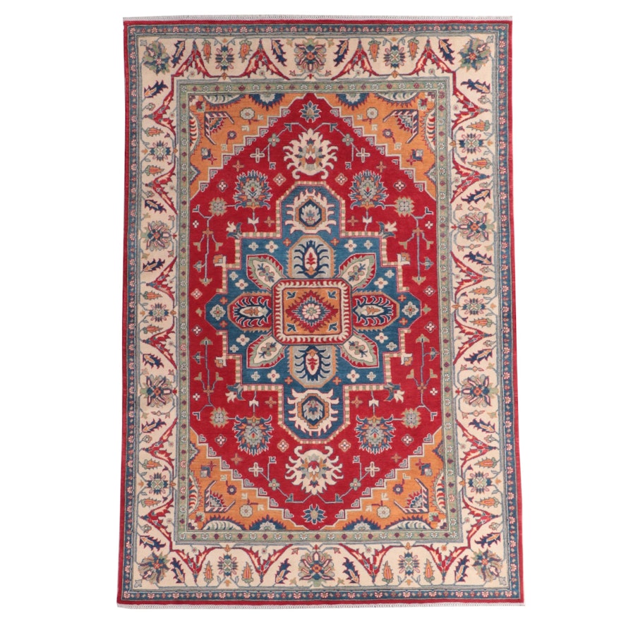 6'6 x 9'9 Hand-Knotted Pakistani Kazak Area Rug