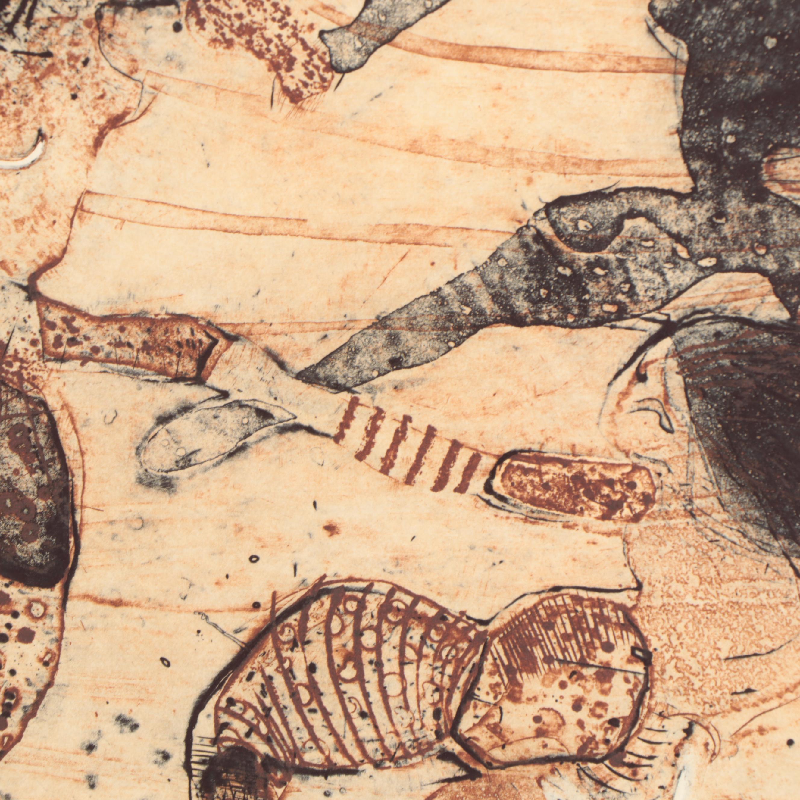 Walter Sorge Abstract Etchings "Dying Thief" and "Dancing Figures"