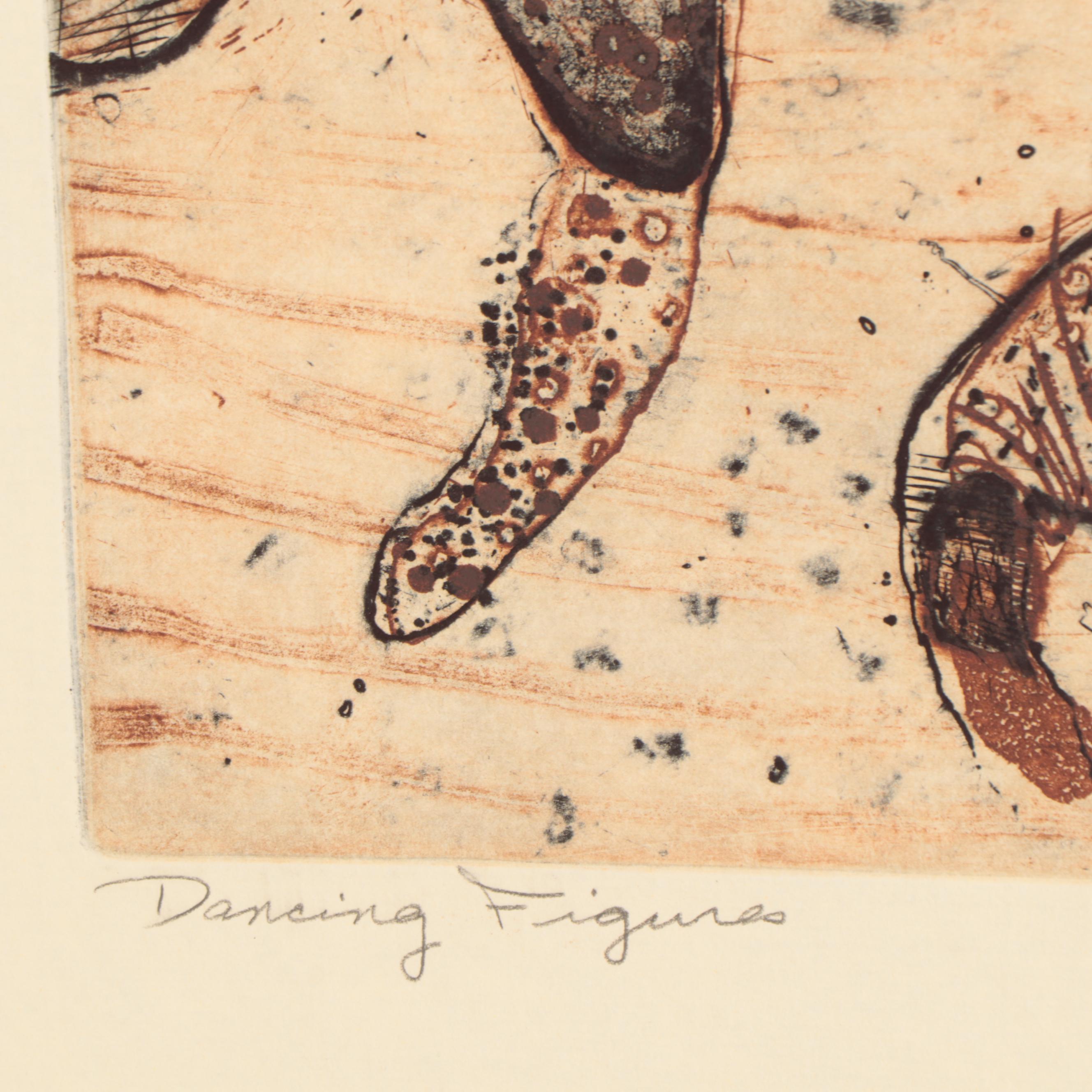 Walter Sorge Abstract Etchings "Dying Thief" and "Dancing Figures"