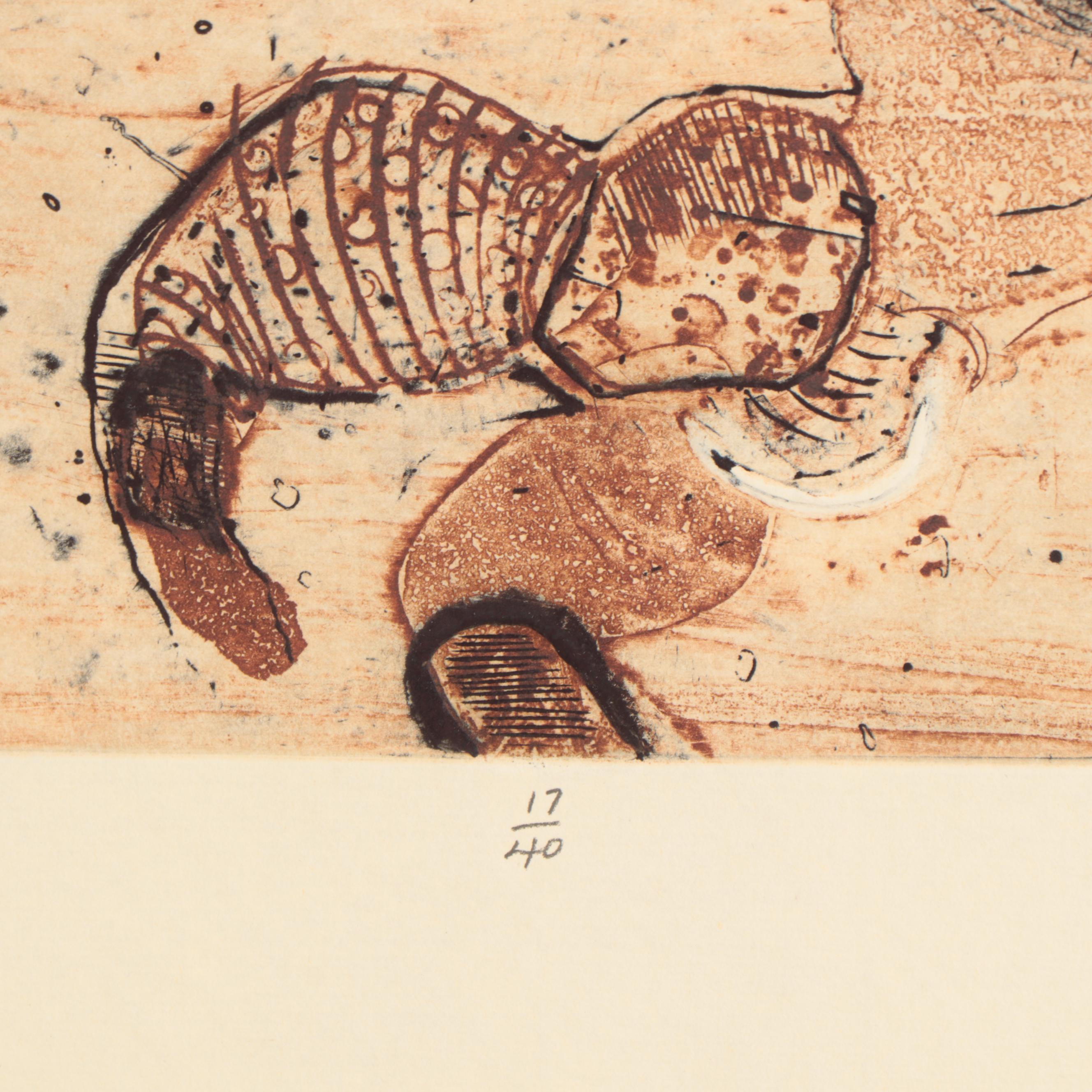 Walter Sorge Abstract Etchings "Dying Thief" and "Dancing Figures"