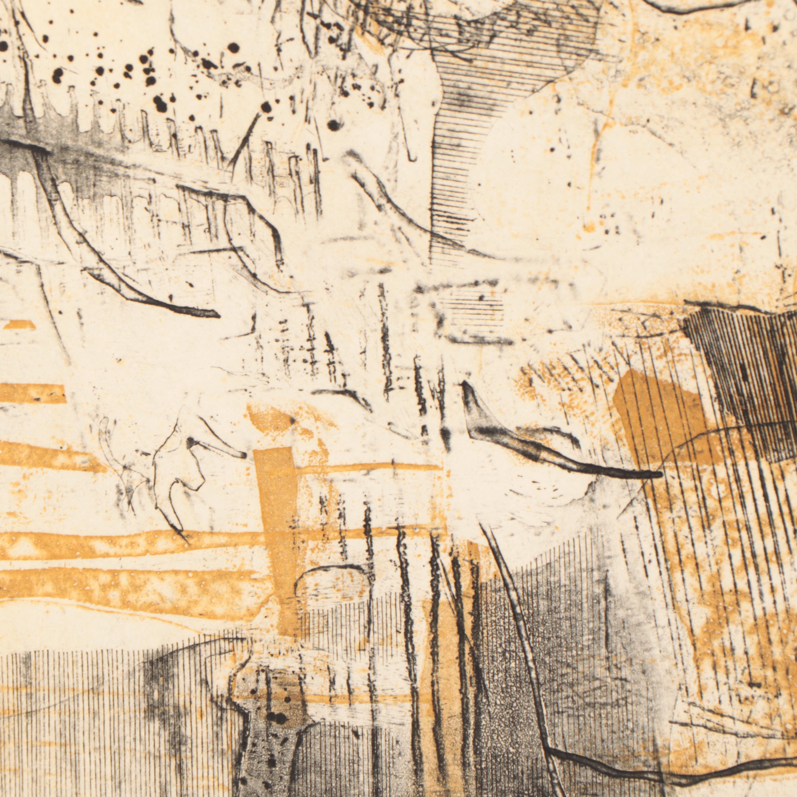 Walter Sorge Abstract Etchings "Dying Thief" and "Dancing Figures"