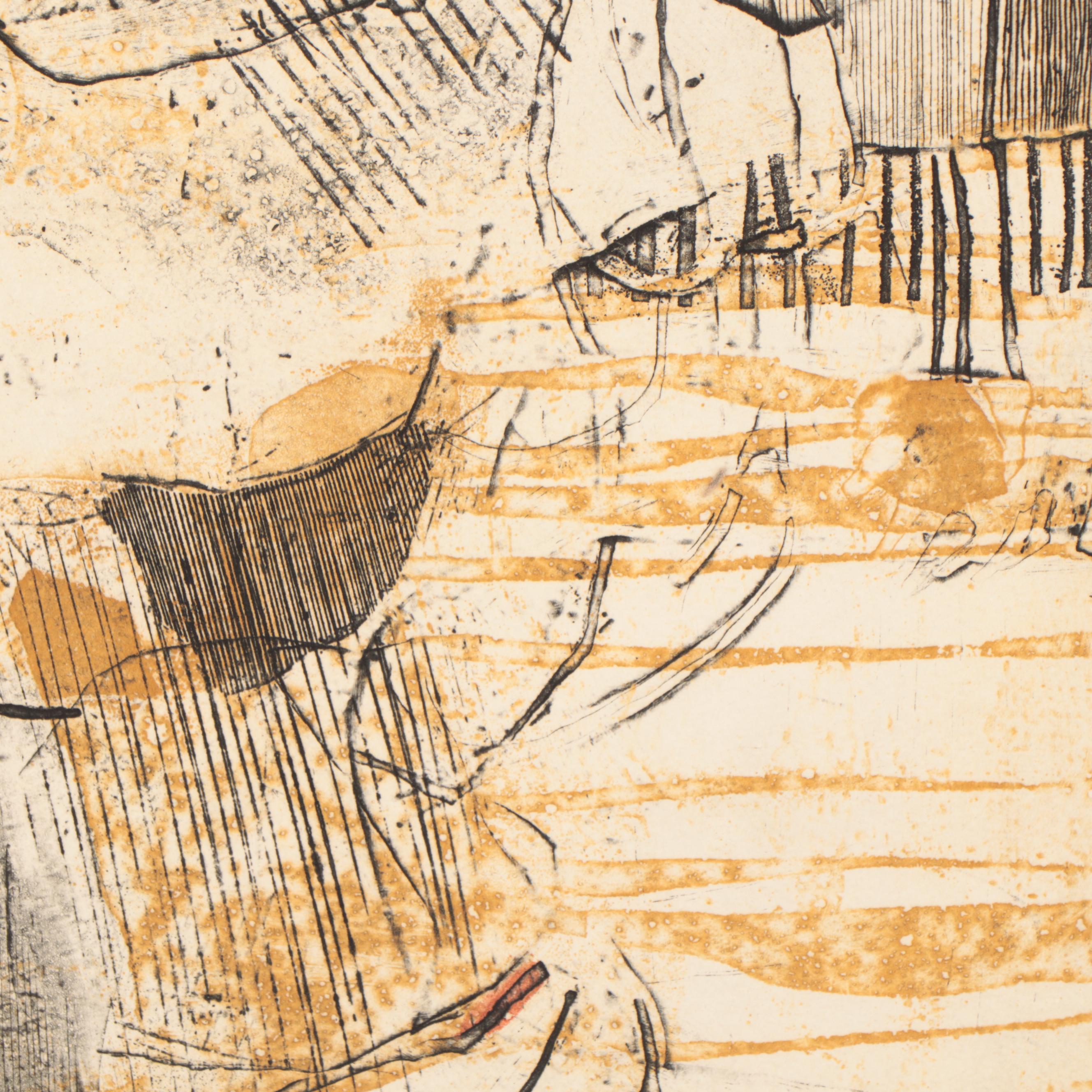 Walter Sorge Abstract Etchings "Dying Thief" and "Dancing Figures"