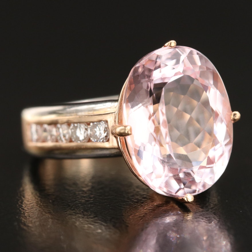 14K 9.82 CT Kunzite and Diamond Ring