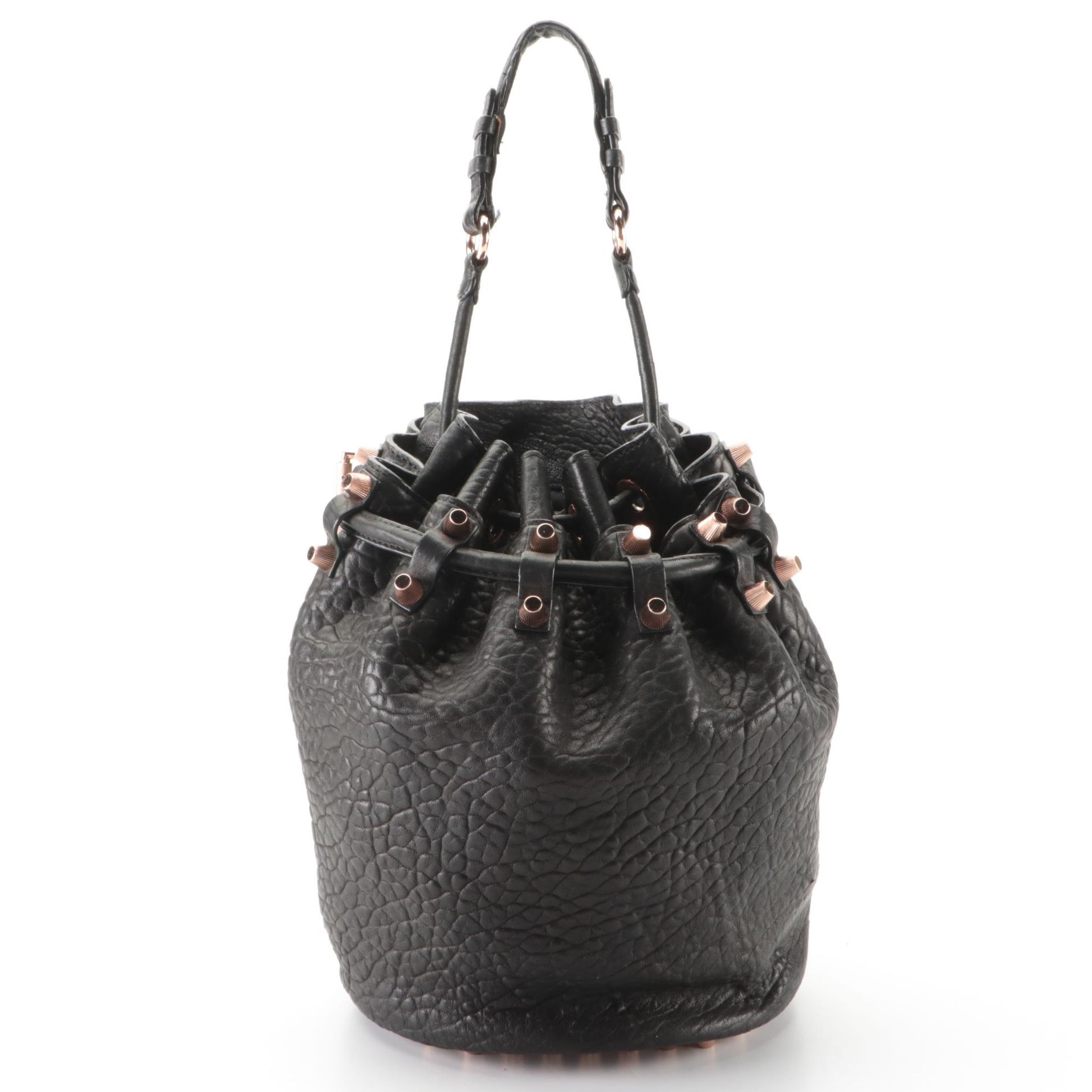Alexander Wang Studded Bucket Bag in Black Leather