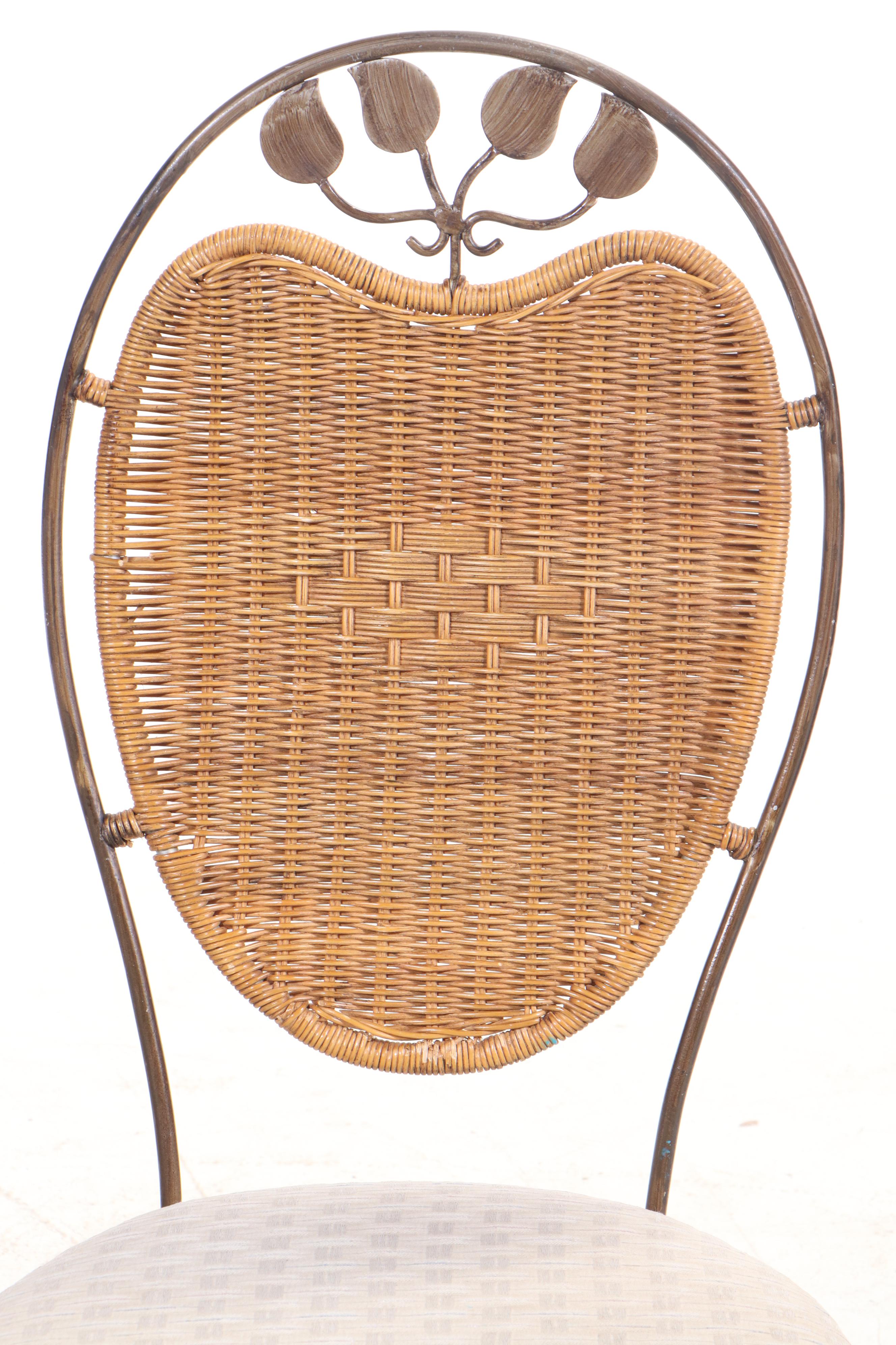 Wrought Iron, Wicker and Glass Dining Set