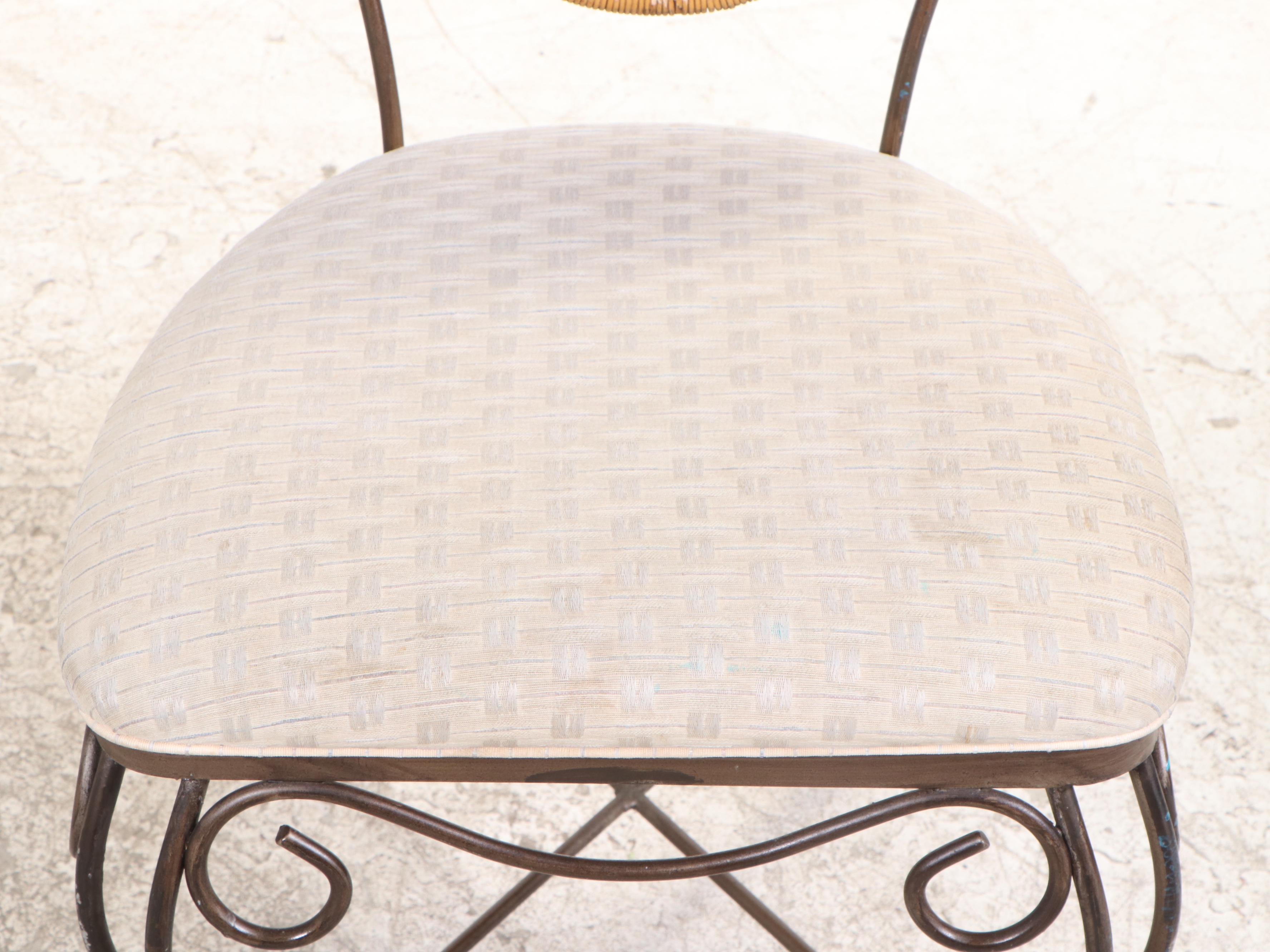 Wrought Iron, Wicker and Glass Dining Set