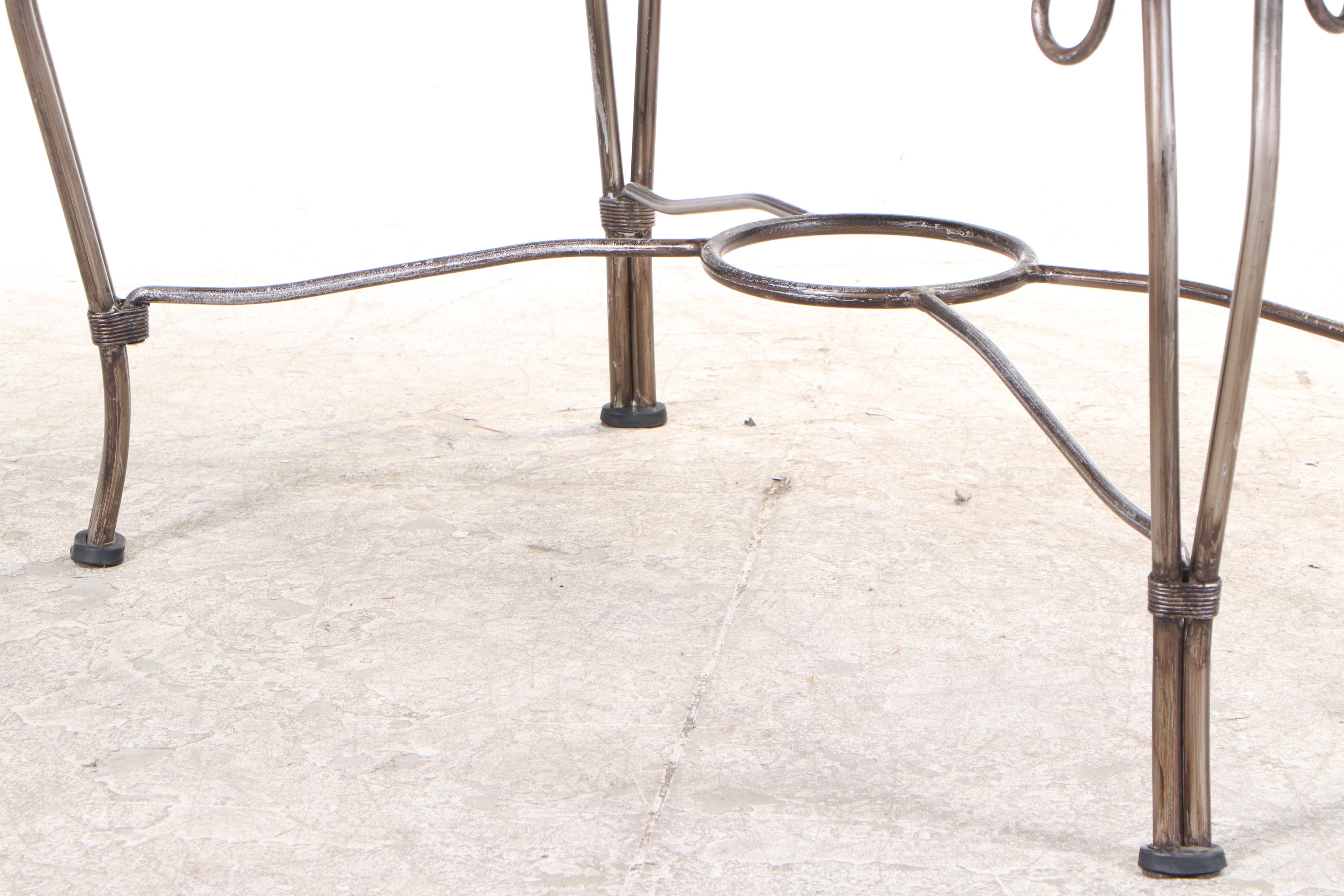 Wrought Iron, Wicker and Glass Dining Set