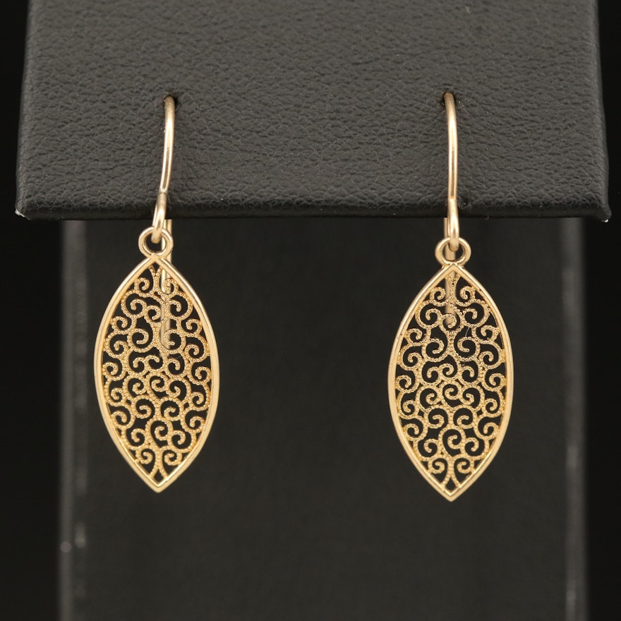 14K Scrollwork Earrings