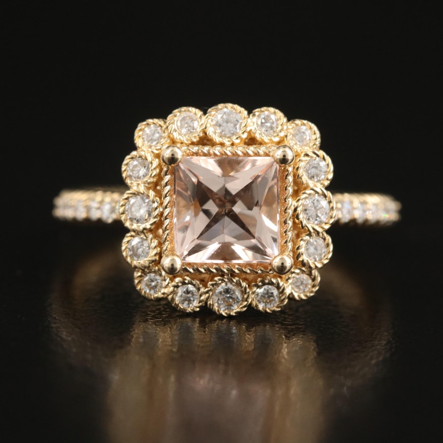 Judith Ripka 14K Morganite and Diamond Ring