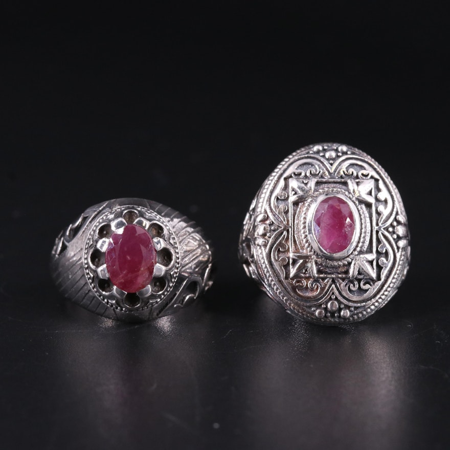 Assortment of Sterling Silver Gemstone Rings