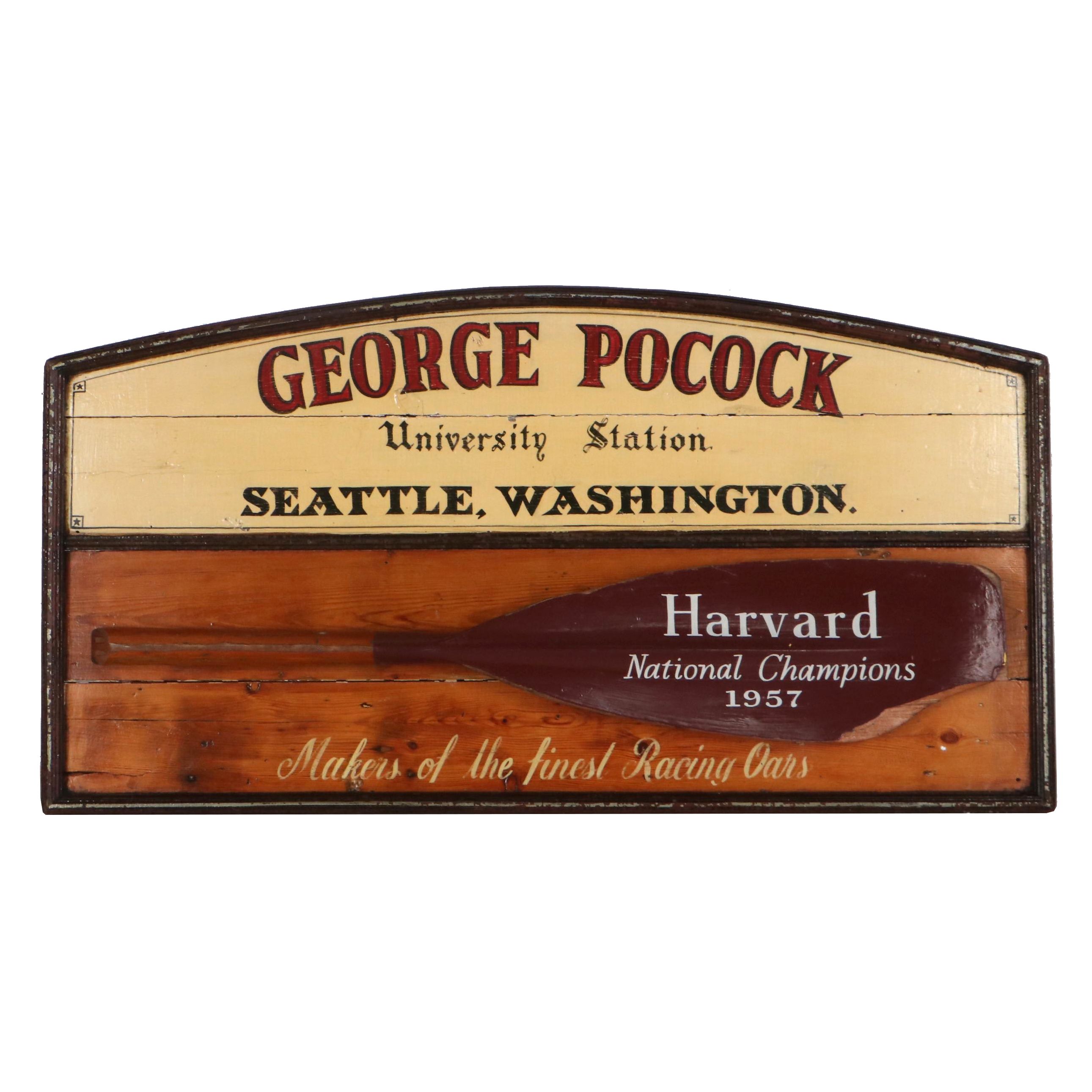 George Pocock (Seattle, Washington) Rowing Oars Sign, Circa 1957