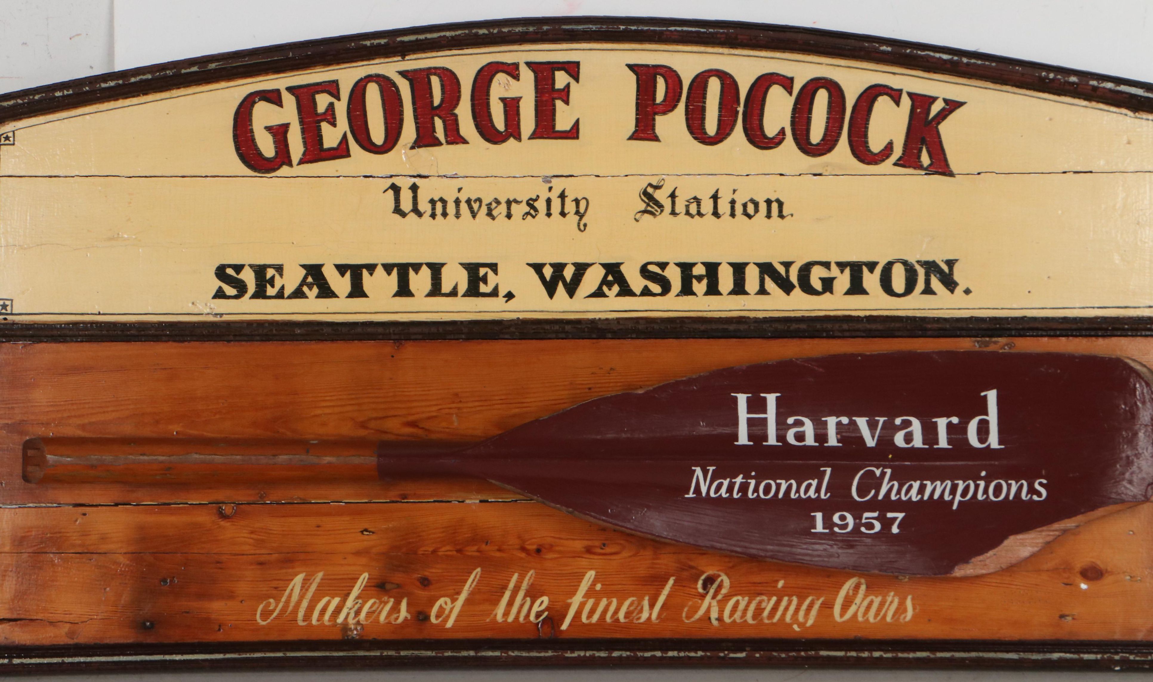 George Pocock (Seattle, Washington) Rowing Oars Sign, Circa 1957