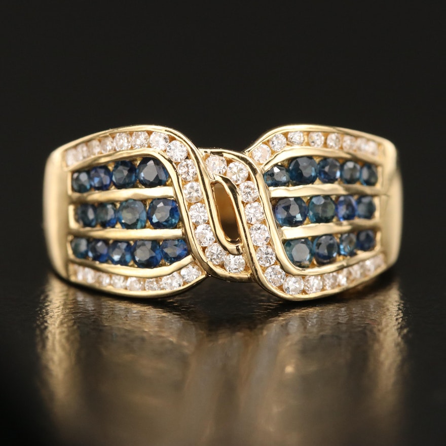 18K Diamond and Sapphire Ring