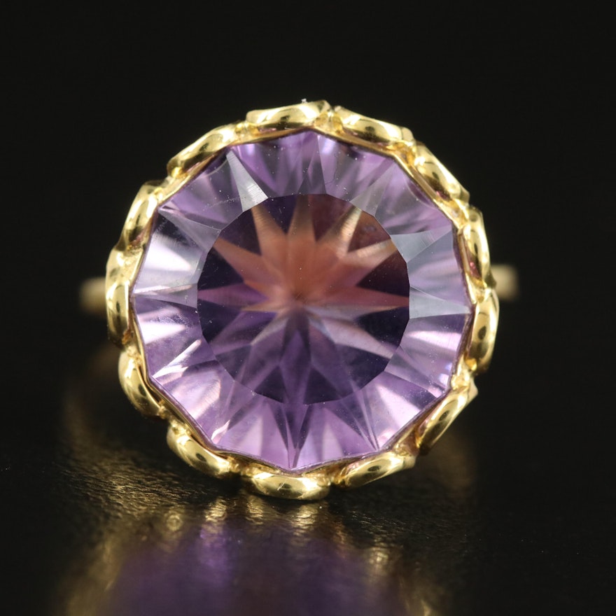 14K Amethyst Ring with Scalloped Detailing