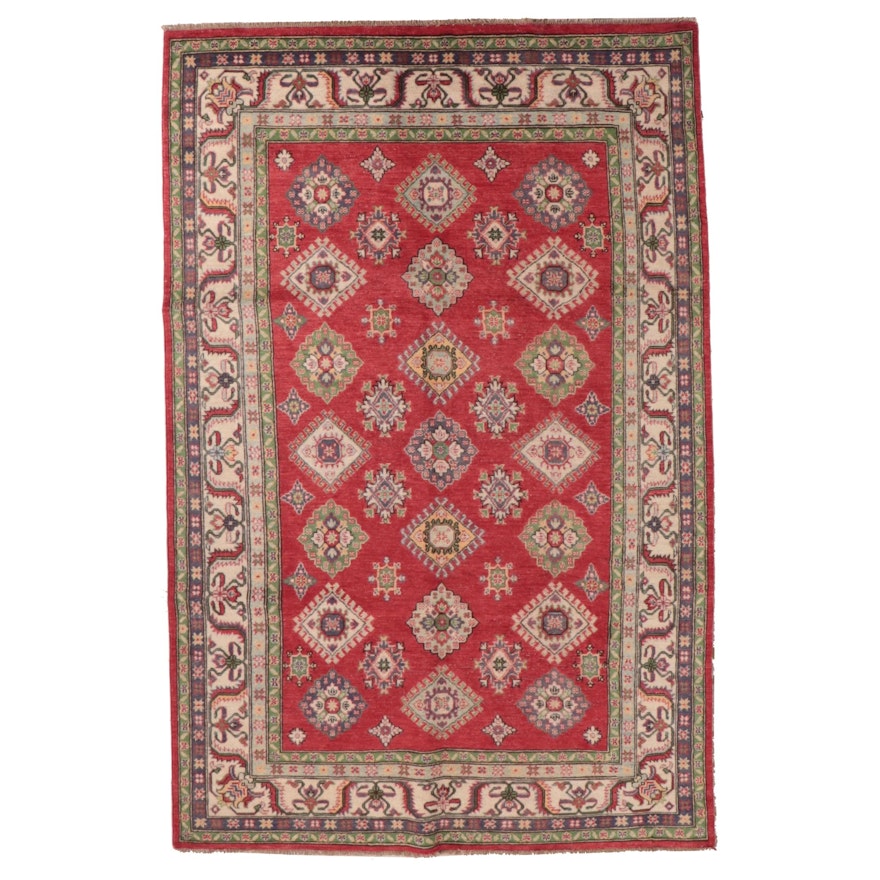 5'10 x 9'2 Hand-Knotted Afghan Kazak Area Rug