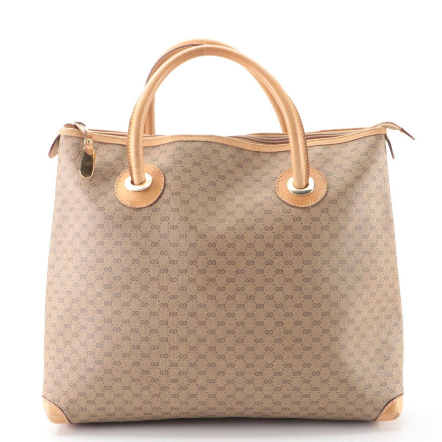 Gucci Microguccissima Canvas and Leather Zip Tote