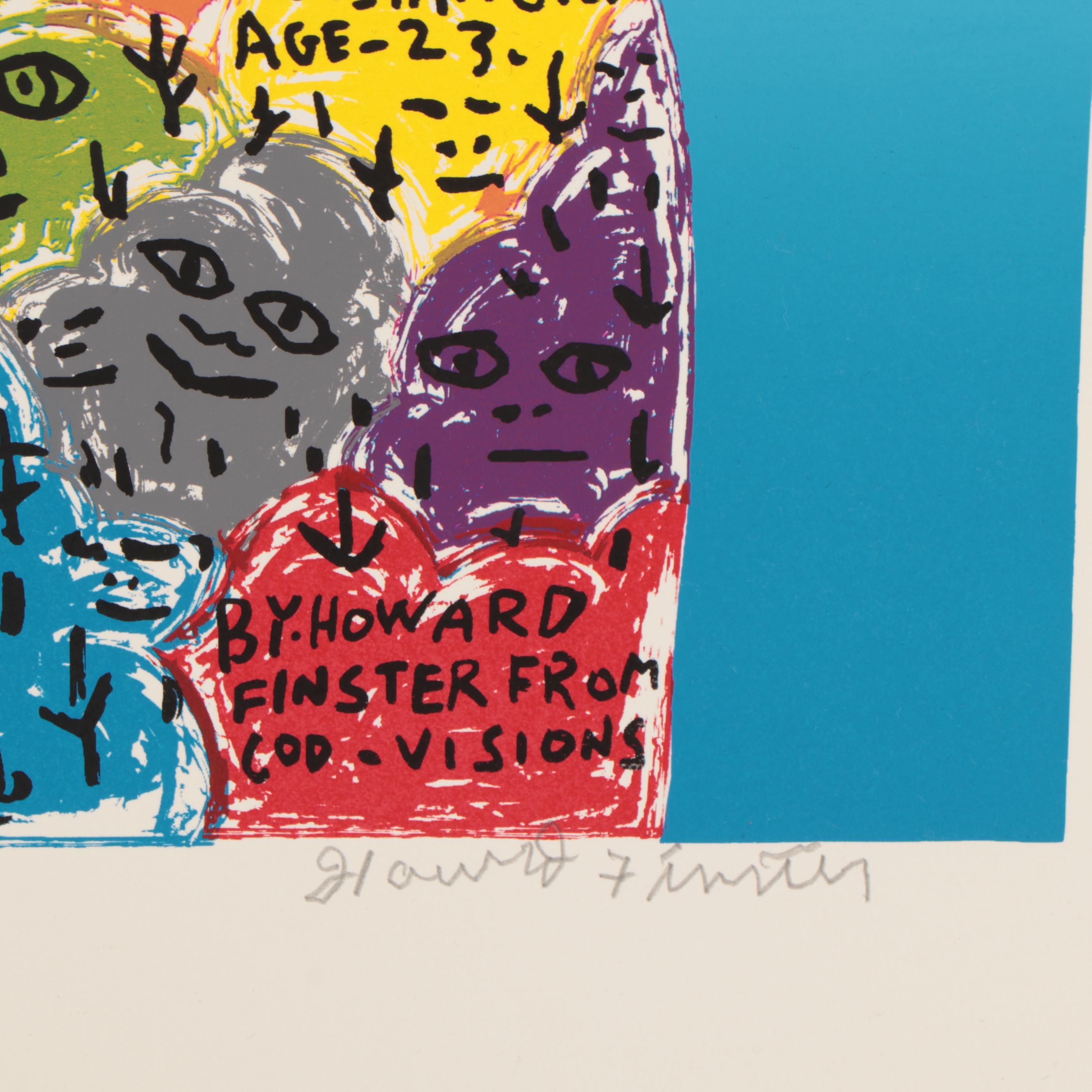 Howard Finster Folk Art Serigraph "Young George," Circa 1988