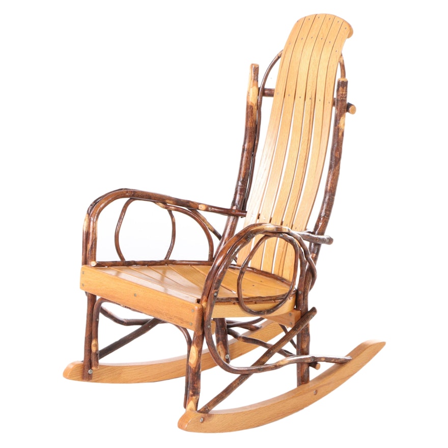 Adirondack Style Oak and Bent Twig Child's Rocker