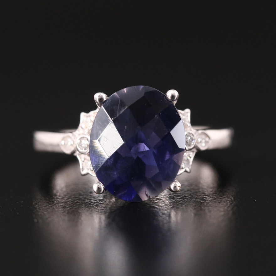 14K Iolite and Diamond Ring