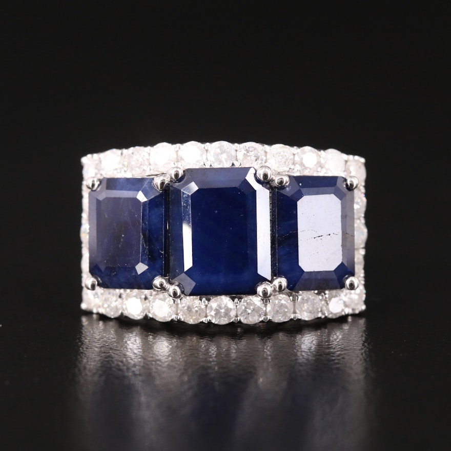 Oscar Friedman 14K Sapphire and 1.17 CTW Diamond Ring